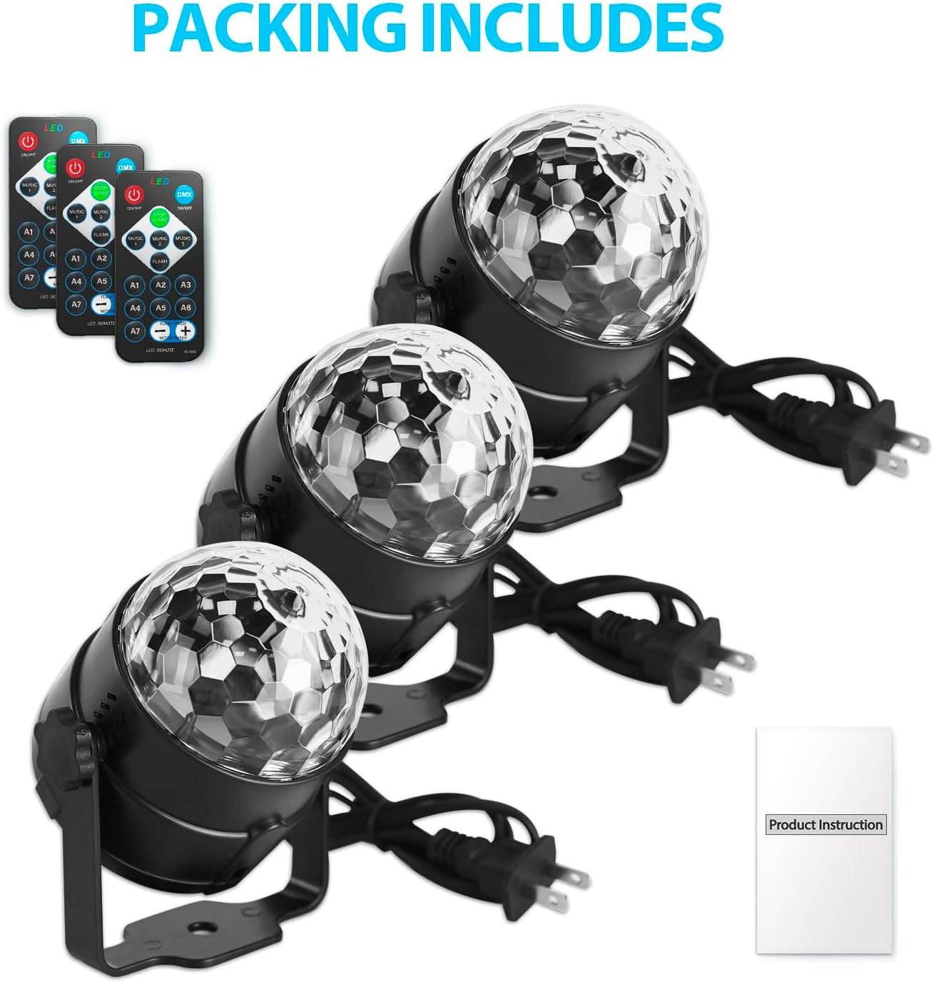Disco Ball DJ Party Lights Sound Activated with Remote Control Strobe Lamp 7 Mod