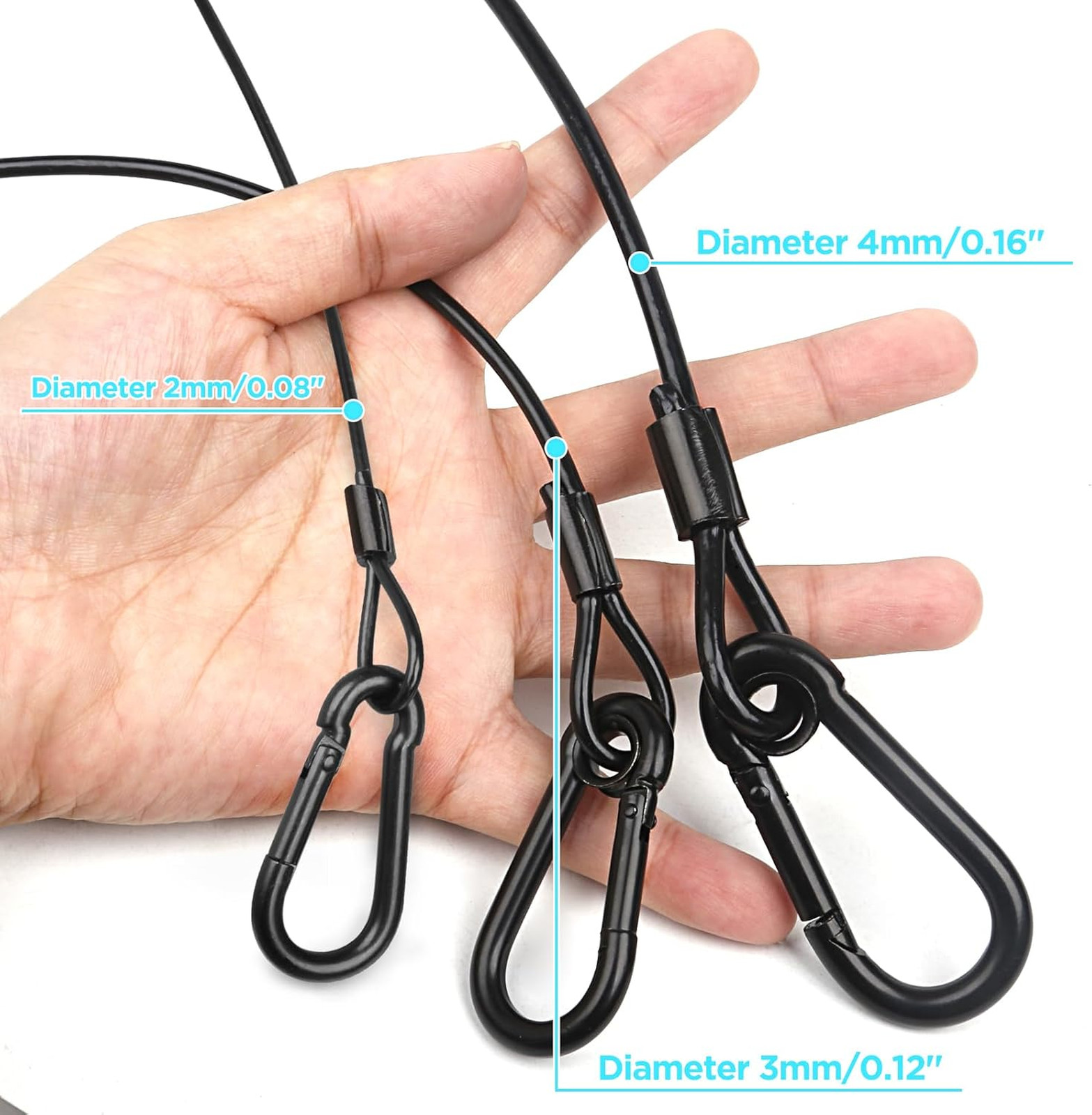 Stage Lighting Safety Cables Stainless Steel Hook Truss Clamps with Loops 4mm