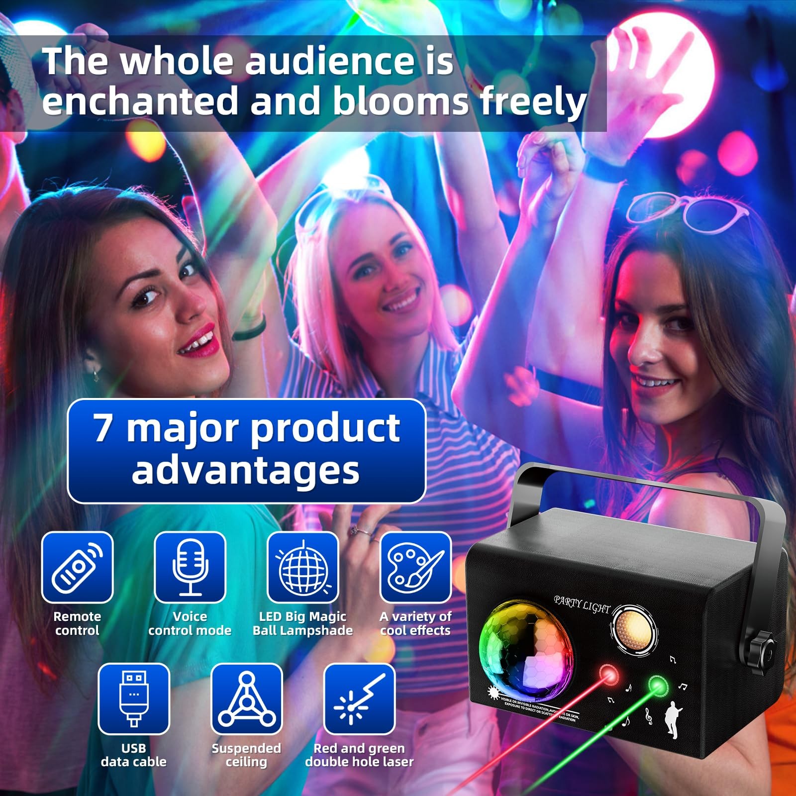 Party Lights DJ Disco Ball Light,4 Modes Sound Activated DJ Disco Light with …