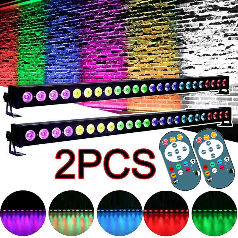 2PCS 24LED RGB Wall Washer Stage light Bar Color Mixing DMX DJ Party Disco Light