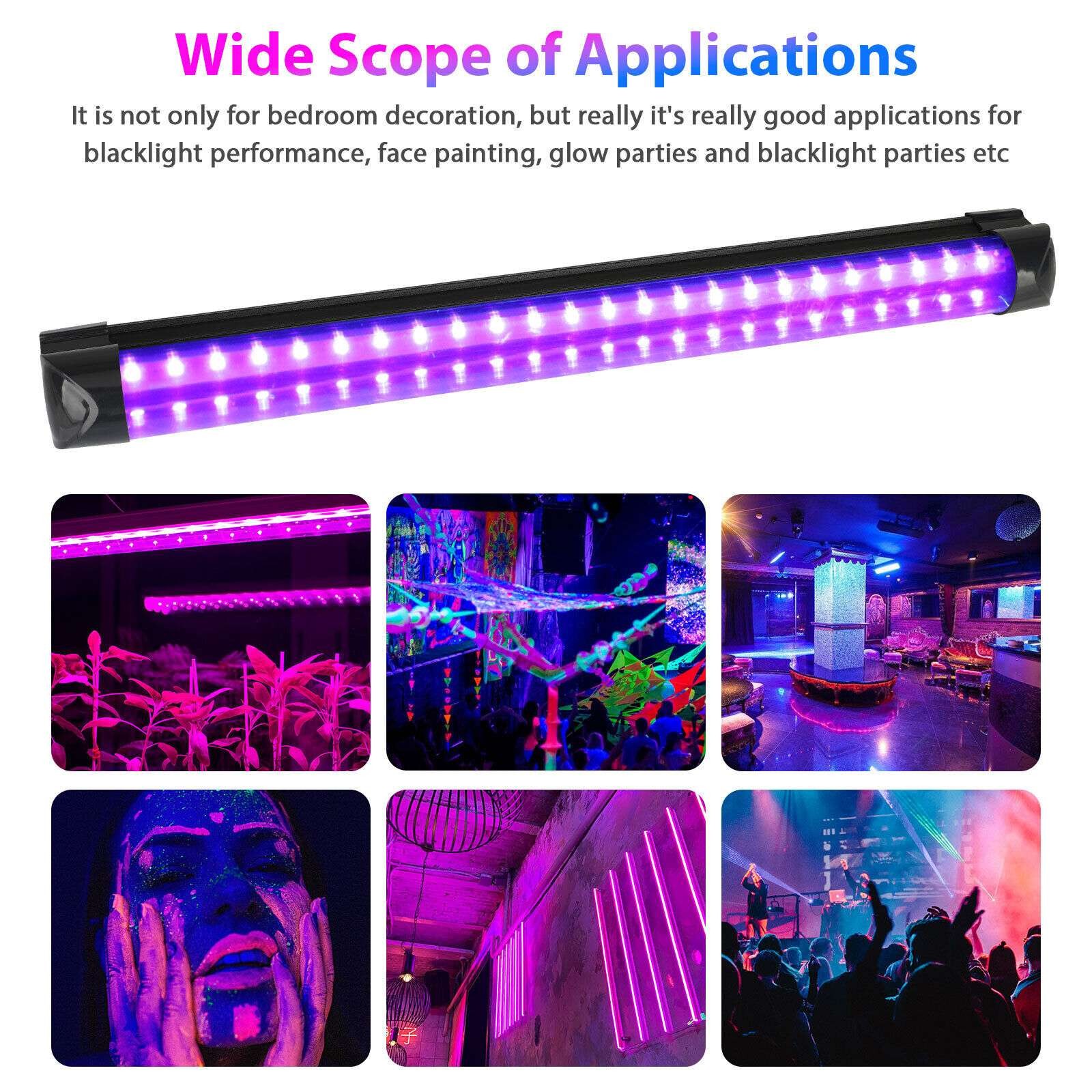 48 LED UV Black Light Bar Fixtures Ultraviolet Blacklight Lamp Strip Party Club