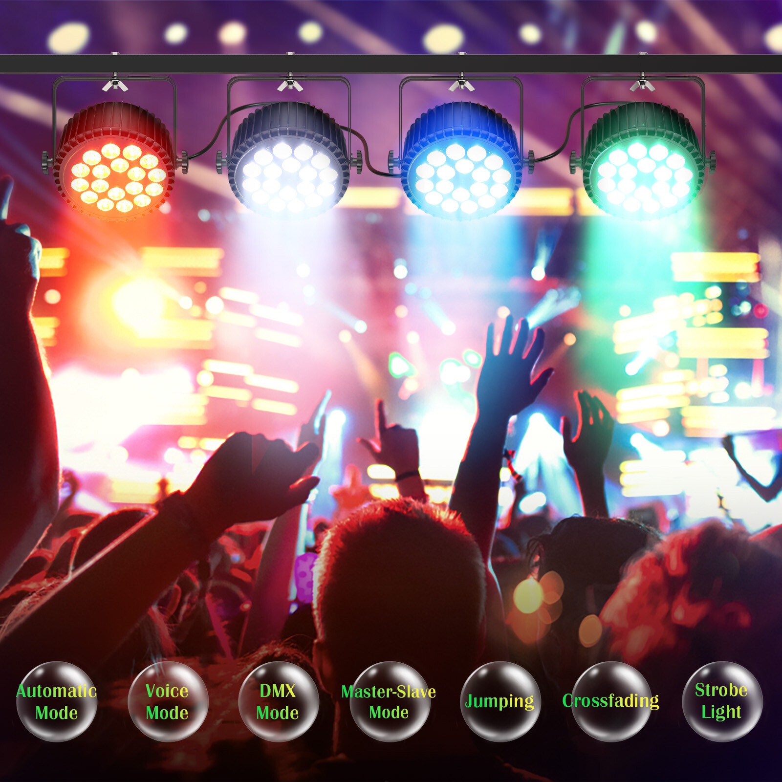 U’King 270W PAR Light 18LED Beam RGBW DMX Club DJ Disco Party Show Stage Lights