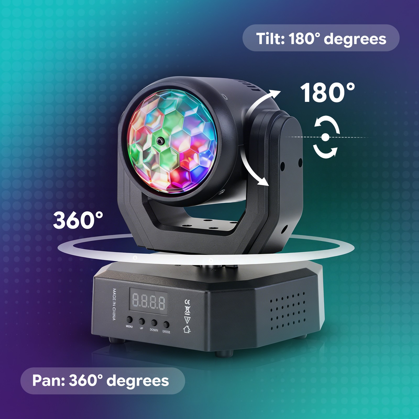 50W Mini Magic Ball LED Moving Head DMX RDM 9CH Voice Control Home Party Light