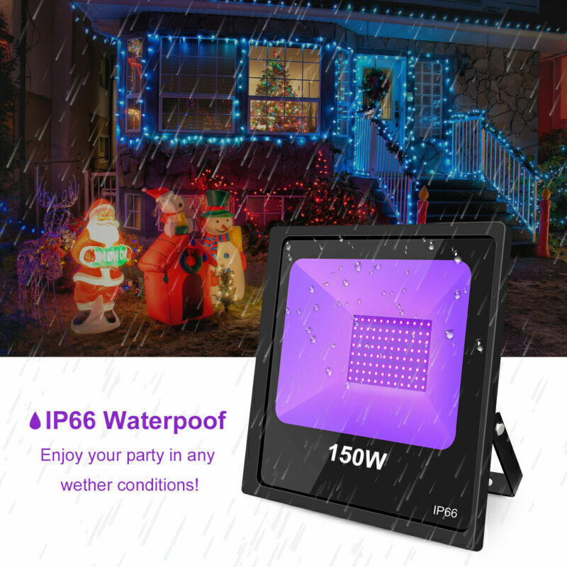4 Pack 150W Halloween UV LED Black Light Indoor Outdoor Party Stage Flood Lamp