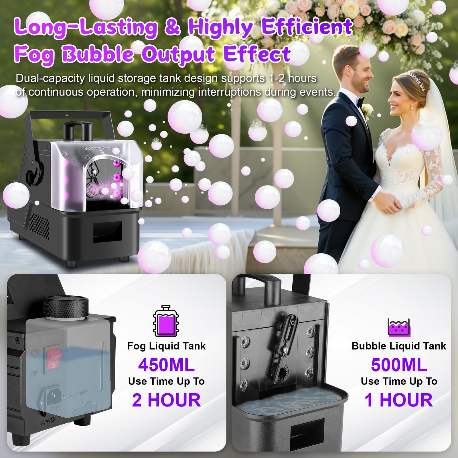Fog Bubble Machine,900W 3IN1 Smoke Bubble Machine Maker with 6 Dynamic RGB LE…