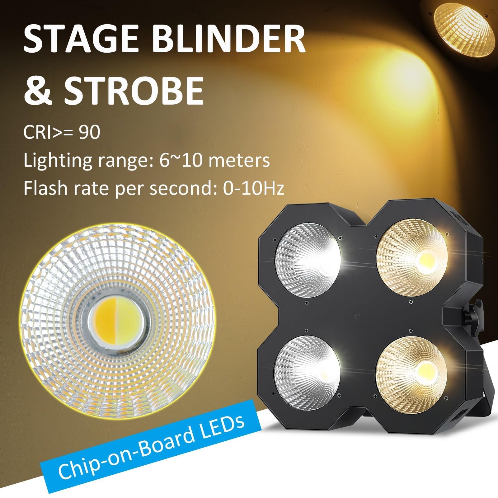 LED Blinder Stage Light,200W COB Par Cool White and Warm White Uplighting, DMX/M