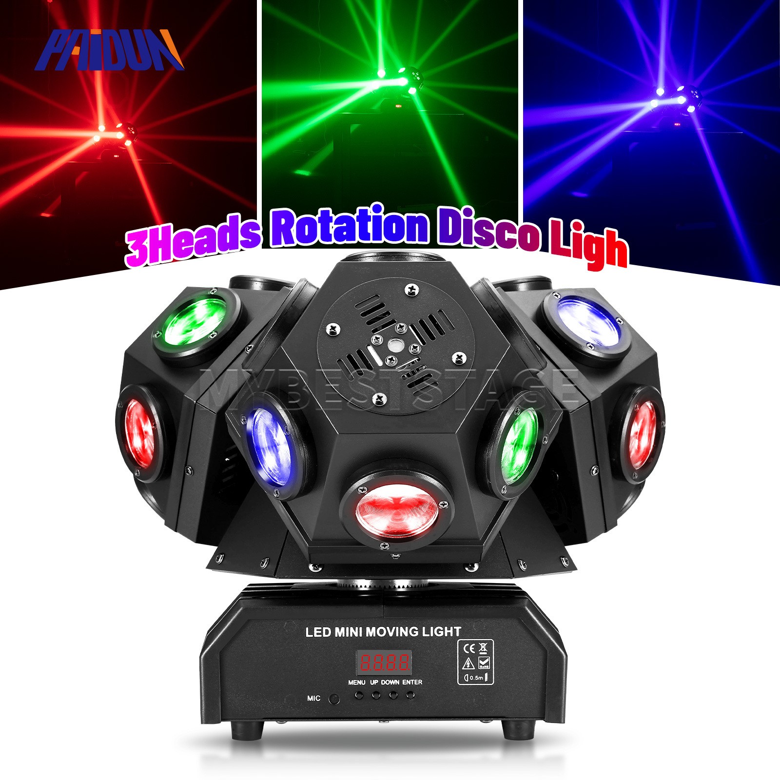 PAIDUN 200W 3Heads Rotation Laser Beam Moving Head Light DJ Disco KTV Party Show
