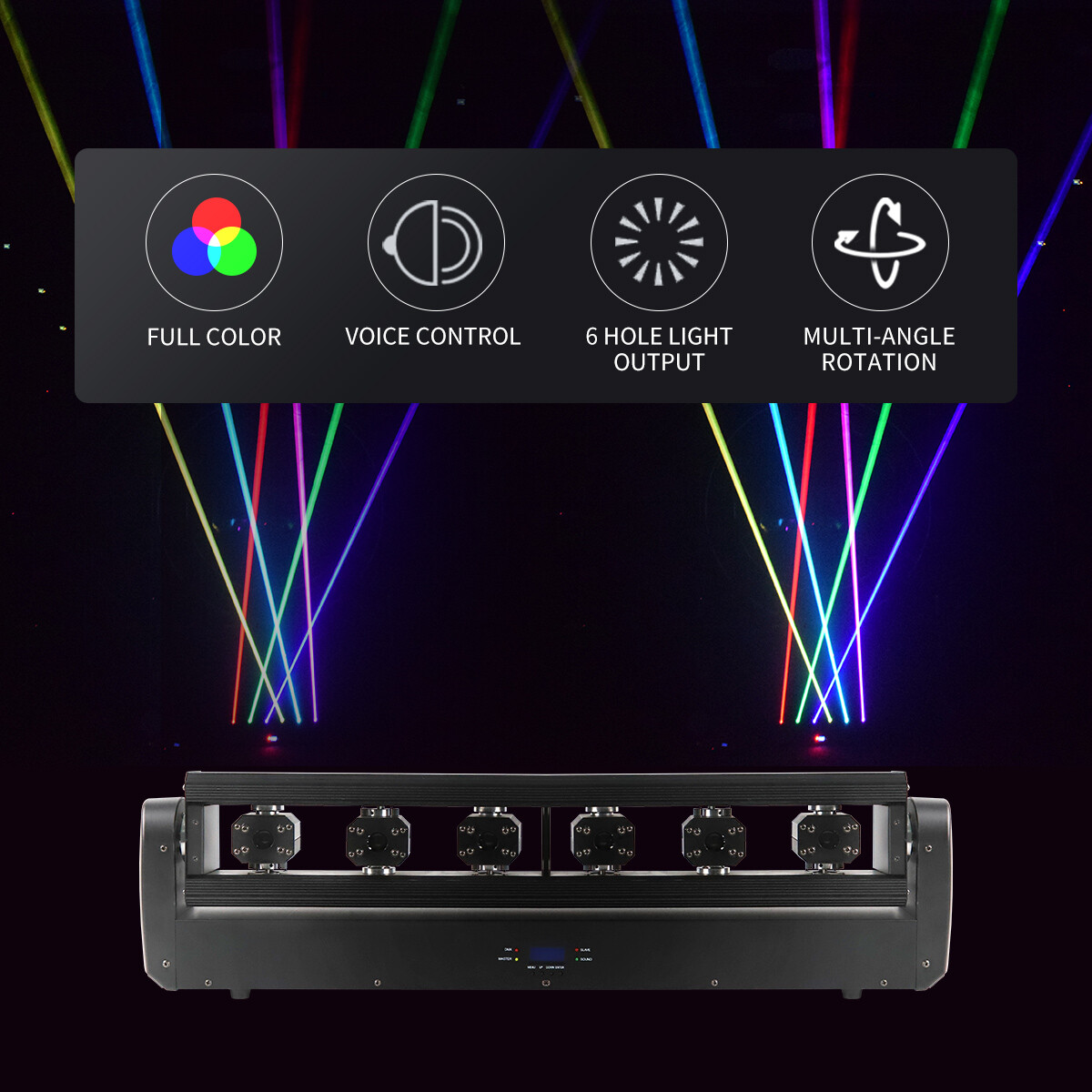 2Pack 6 Eyes Laser Moving Head Light RGB DMX512 DJ Party Disco Strobe Light Case