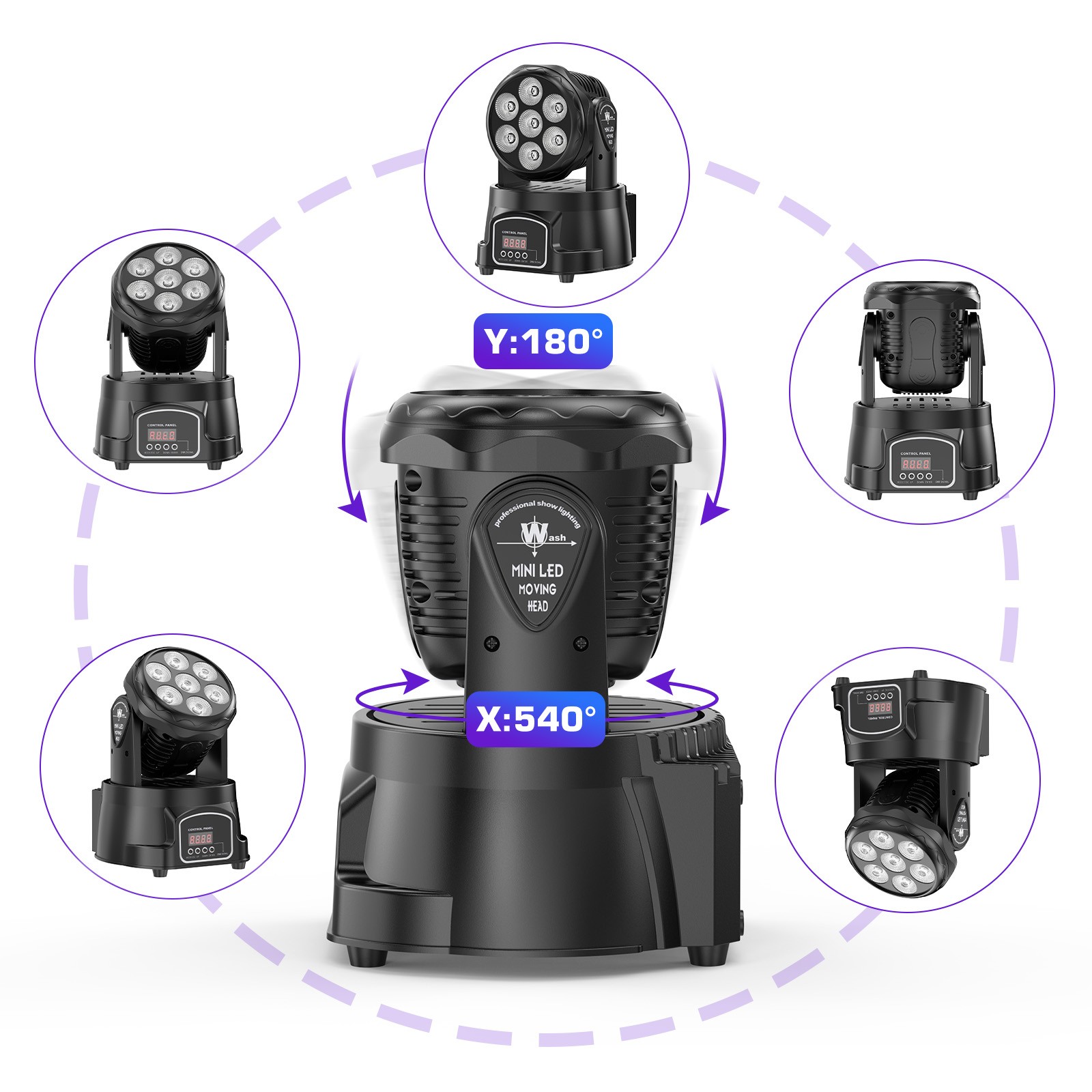 105W Moving Head Beam Light 7 LED DMX Disco Stage Lighting RGBW Wall Wash Light
