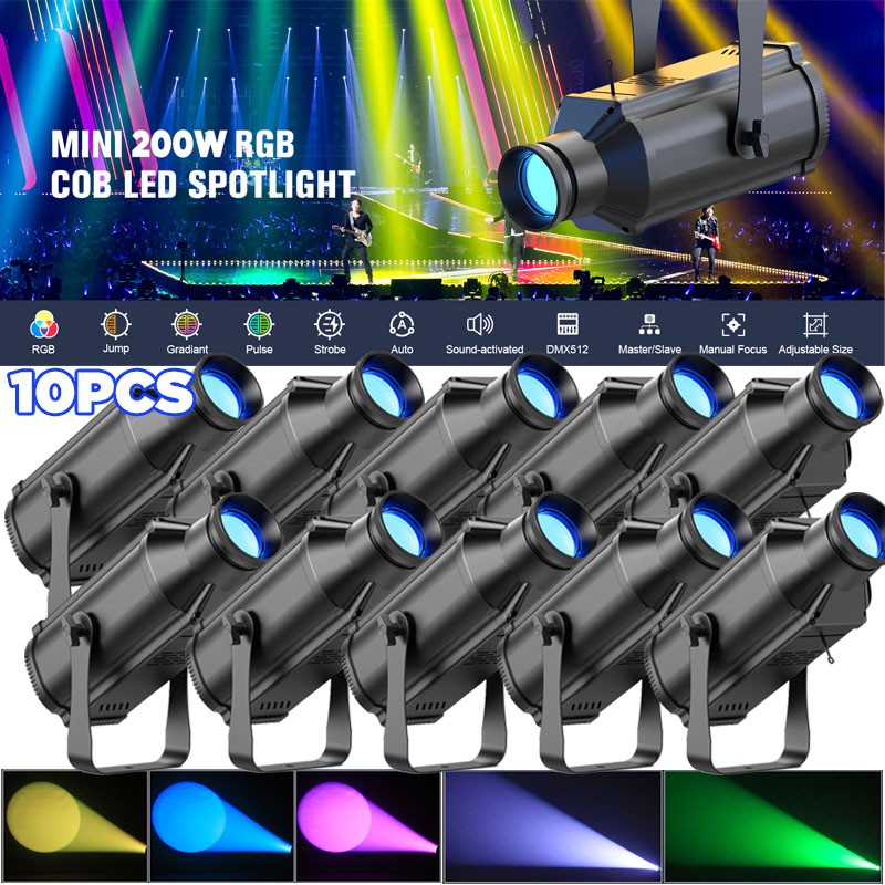 200W COB RGB Beam LED Stage Light DMX Show Party Disco DJ Lighting Pinspot Club