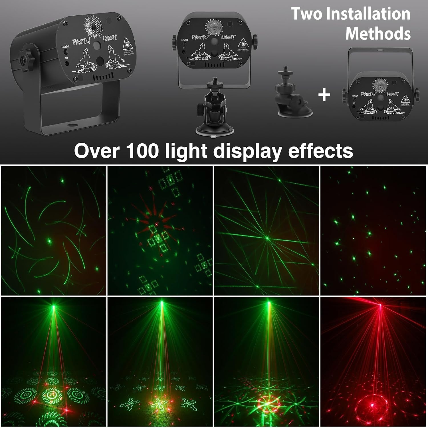 RGB LED Stage Laser Light, Sound Activated, Remote Control, Black