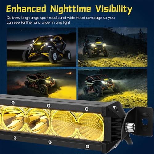Yellow LED Light Bar Fit for 2017-2025 Can-Am Yellow-No Harness-Combo Beam