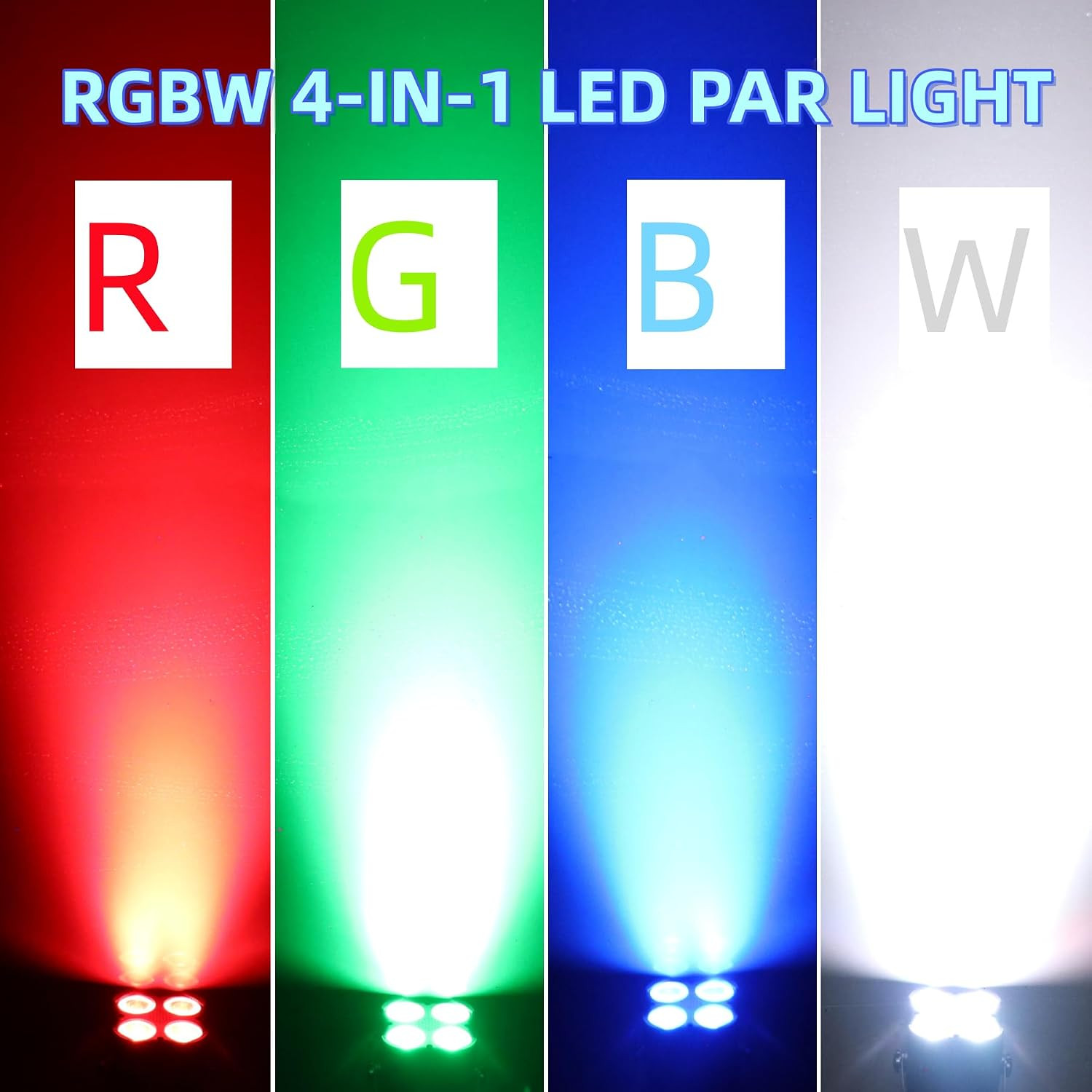 Stage Par Lights, RGBW 4-In-1 LED Par Light Mini Stage Light | Sound Activated,