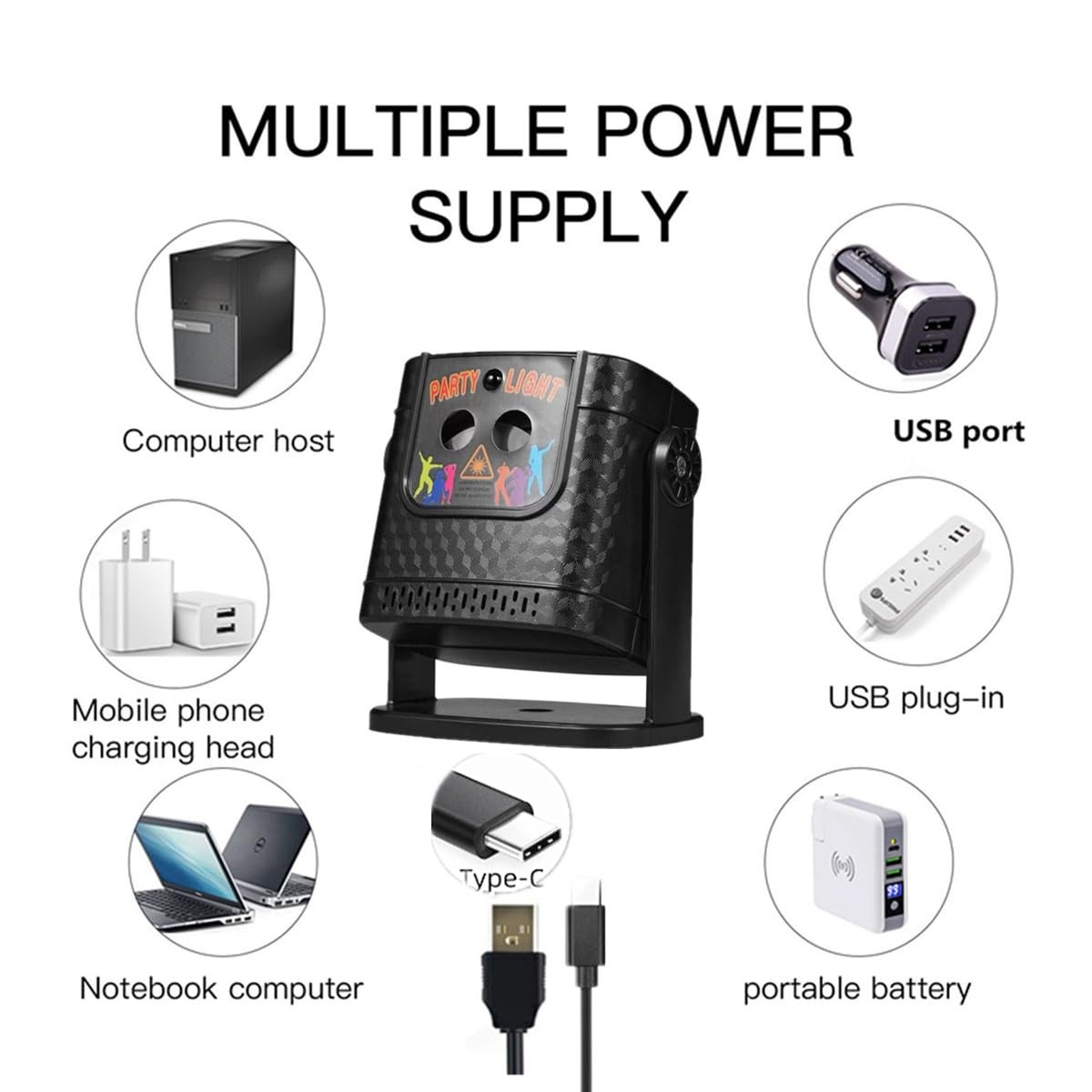 USB Powered LED Laser Disco Party Light With Remote Strobe DJ Projector