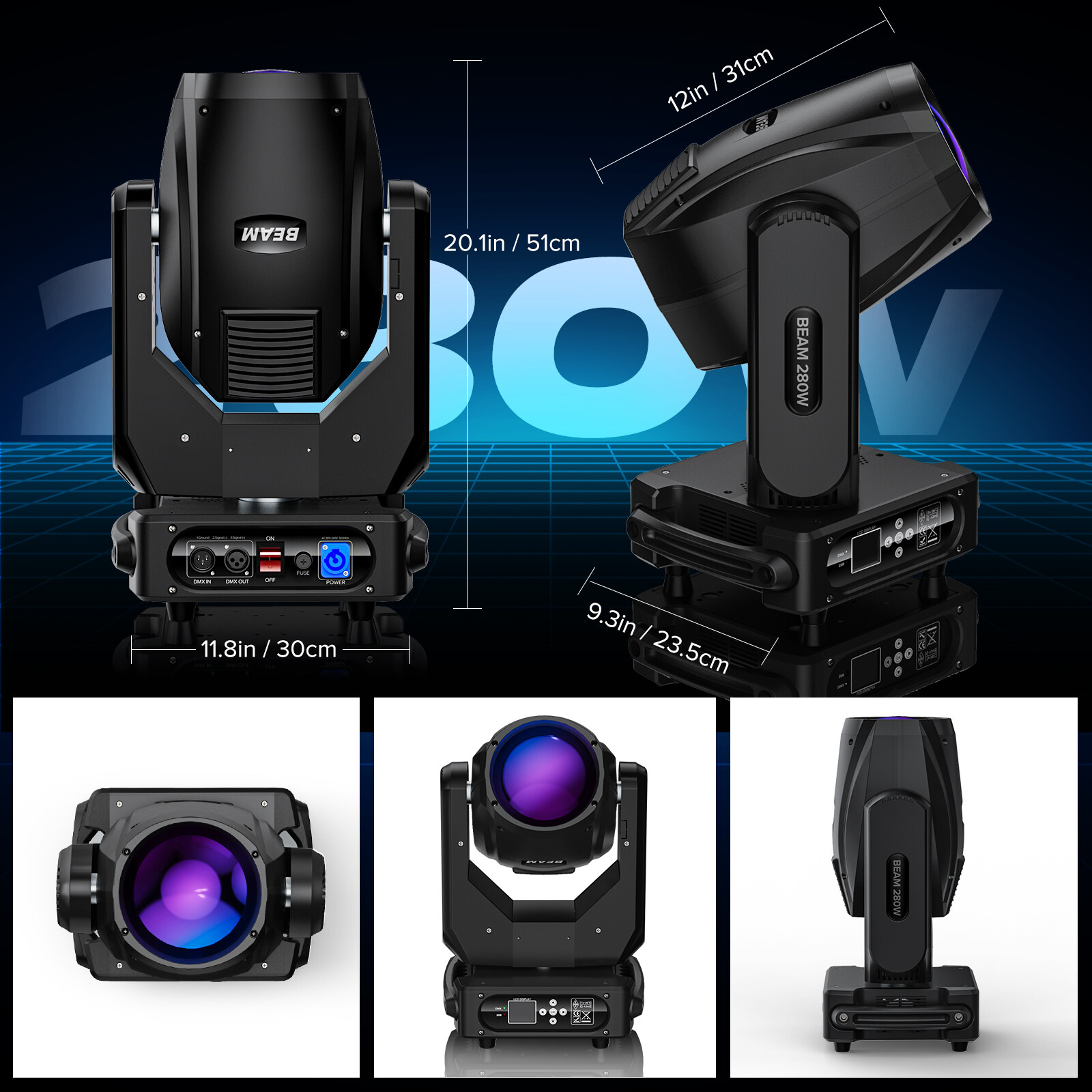 UKing 8Pcs 400W 10R Beam Moving Head Light with Flightcase RGBW Gobo Spot