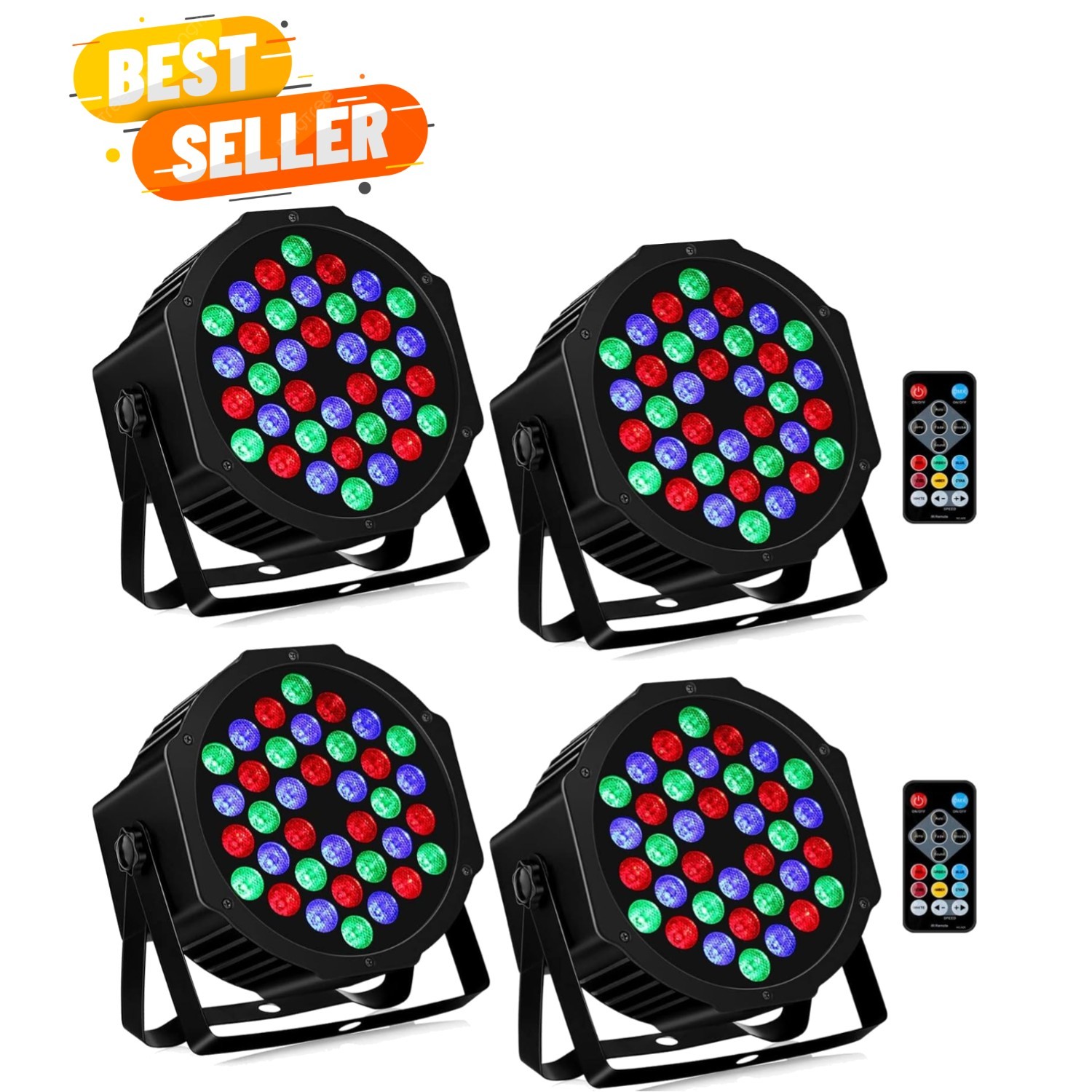 36LEDs Stage Par Lights 4-Pack: 36W RGB Color Changing – Remote DMX Control -…