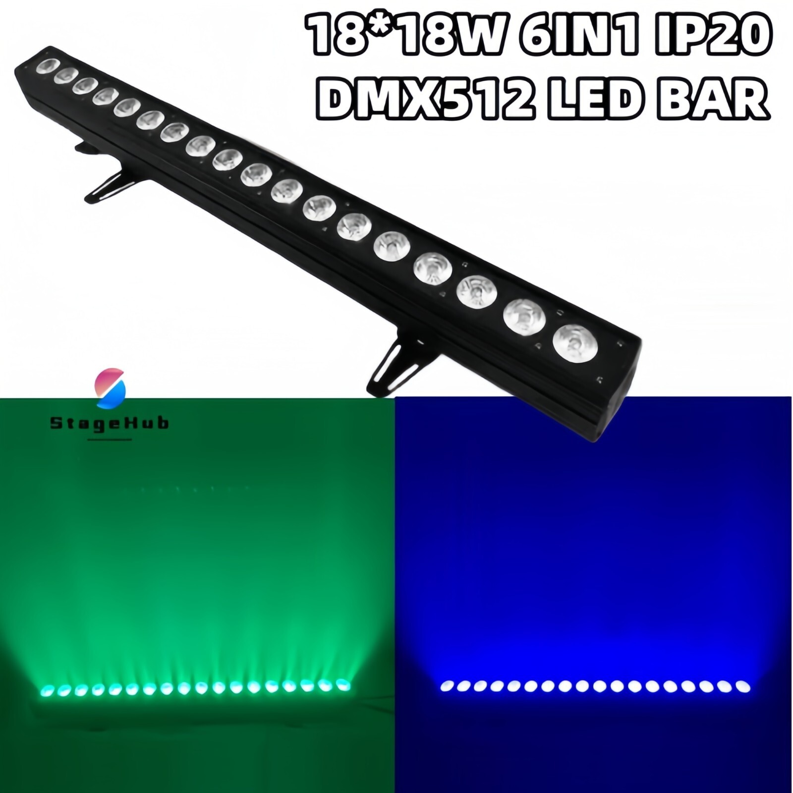 DMX512 Led Wall Washer DJ Stage Lighting 18x18W RGBWAUV IP20 Led Wash Strobe Bar