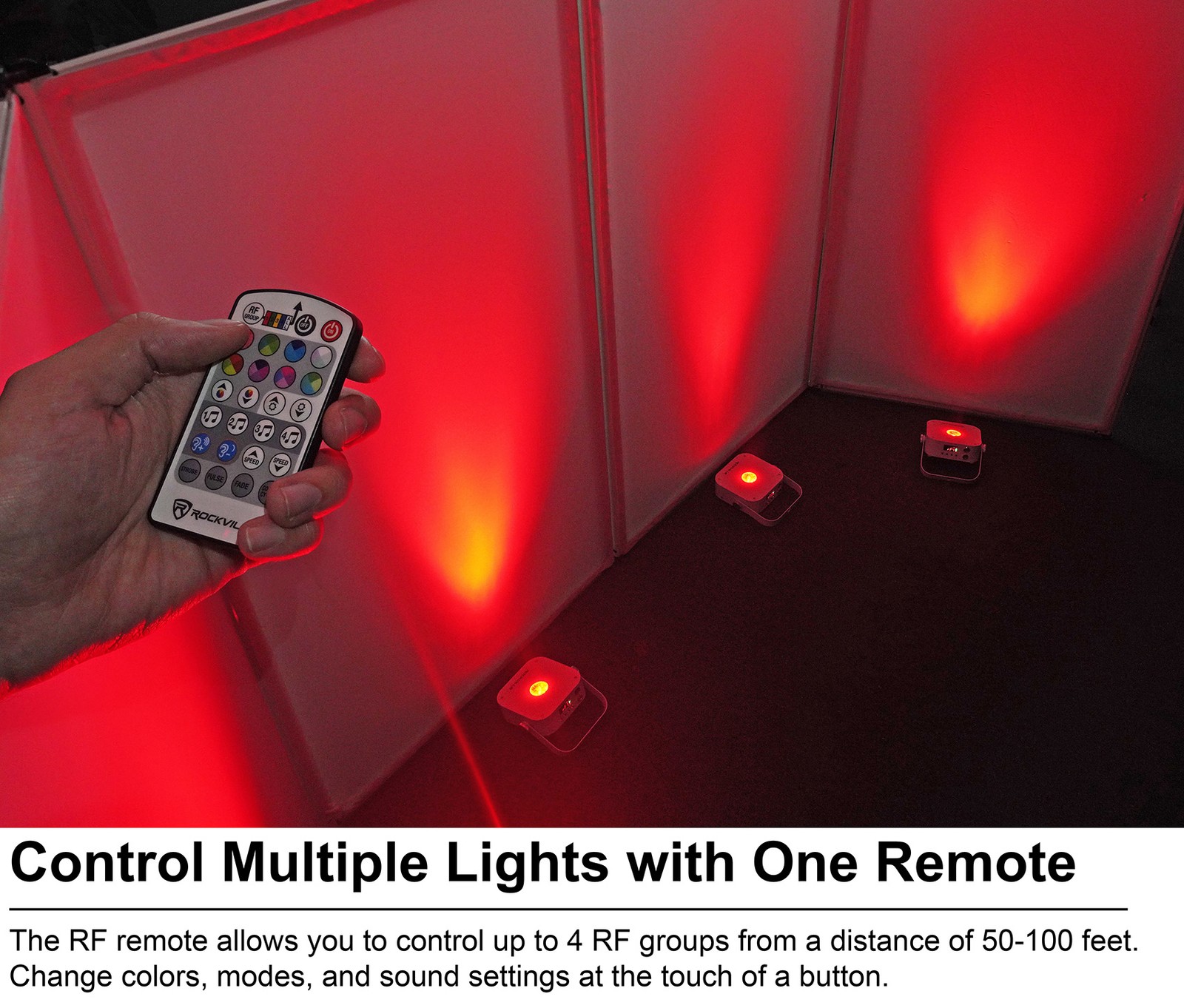 Rockville MINI RF1 V3 DJ/Party LED Par Wash Up Light+RF Remote+APP+Wireless DMX