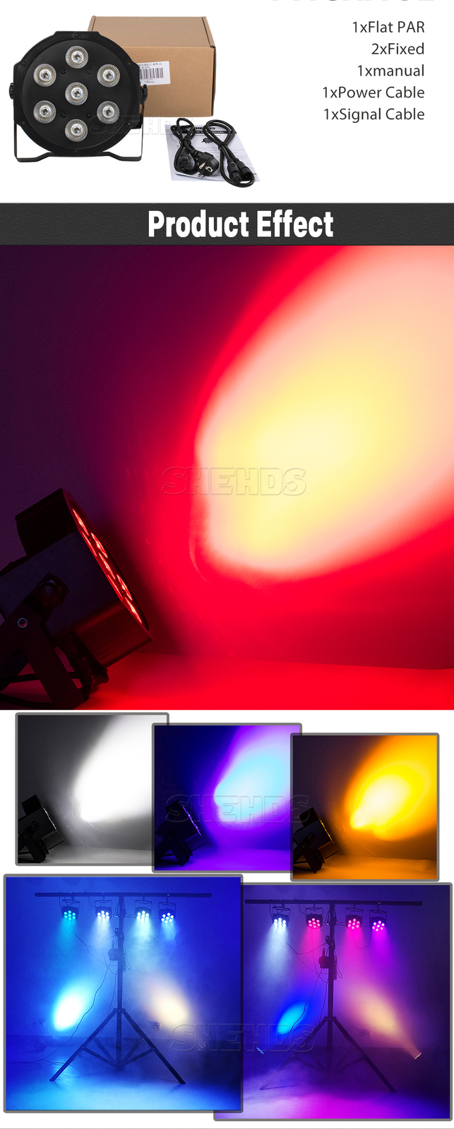 7x18W LED PAR Stage Light DMX RGBWAUV Beam Wash Light For DJ Disco Party Bar