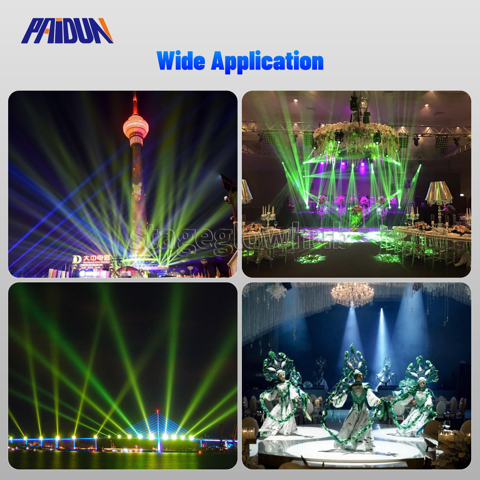 PAIDUN 420W Super Beam Moving Head Sky Spot Lighting Waterproof 8+16+24Prism RDM