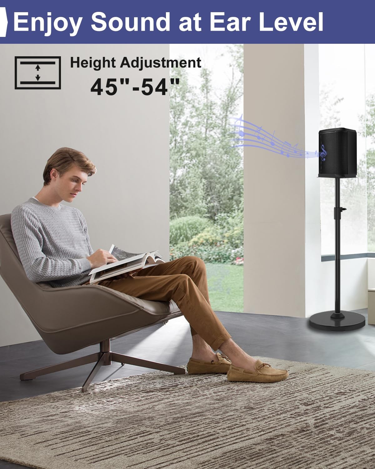 Height Adjustable Speaker Stand for Bose S1 Pro, Extends 45″ to 54″, 20LBS