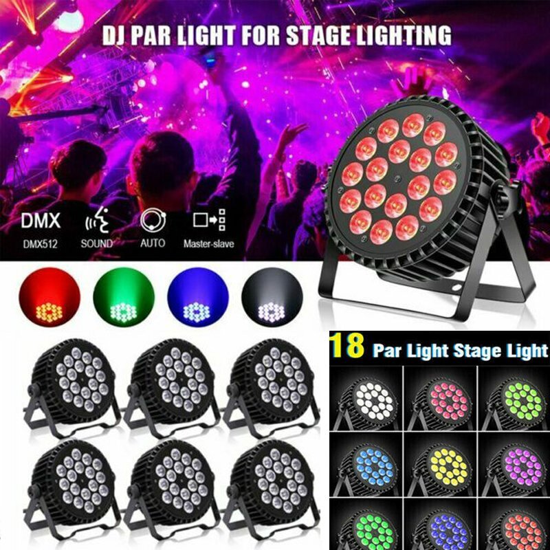 6PCS U`King 200W Stage Lighting RGBW 18LED PAR DMX512 DJ Disco Party Show Light