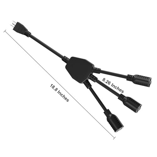 1 to 3 Power Cord Splitter Cable, 1.5FT Indoor 3 Prong Power Strip for