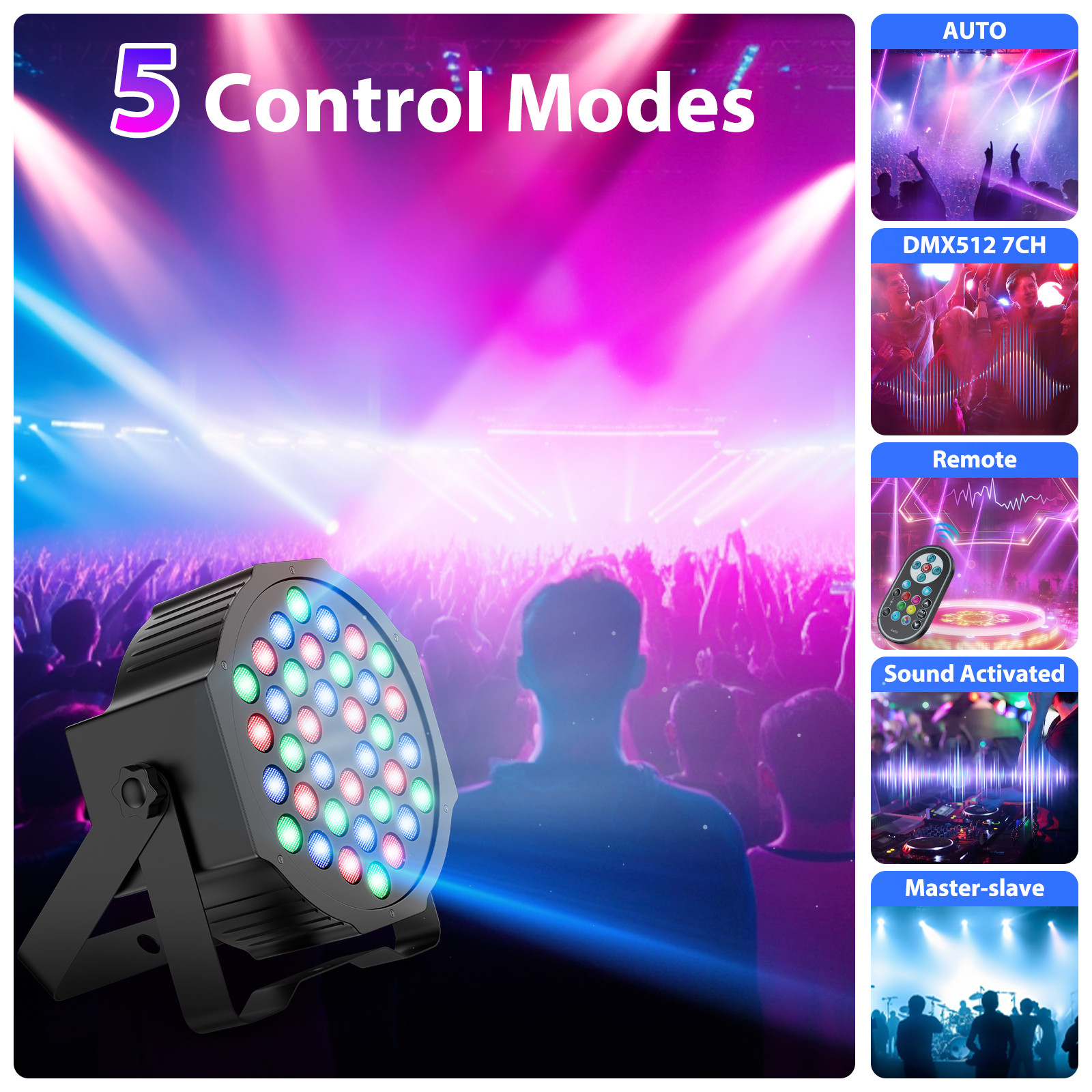 1-10PCS Disco DJ Party Stage Light 36LED RGB DMX Beam Lights Show PAR Lighting