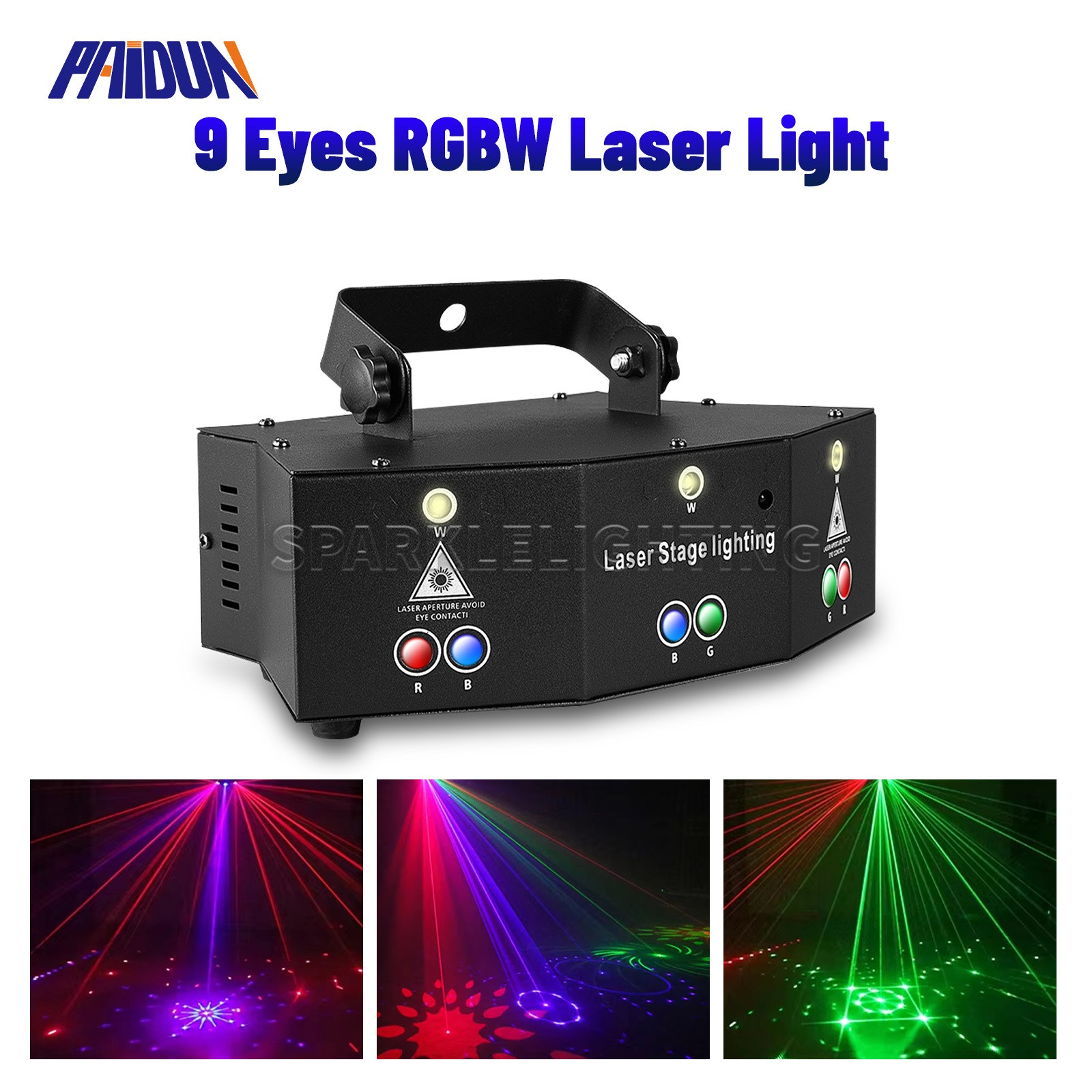 PAIDUN LED RGBW 9 Eyes Laser Projector DMX512 Music Control DJ Disco Party Light