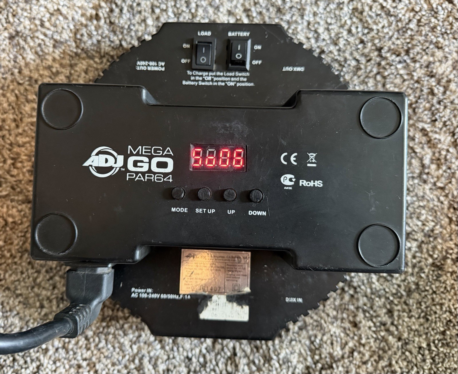 American DJ Mega Go Par 64 Powered LED PAR DMX Stage Light Wash RGB As Is