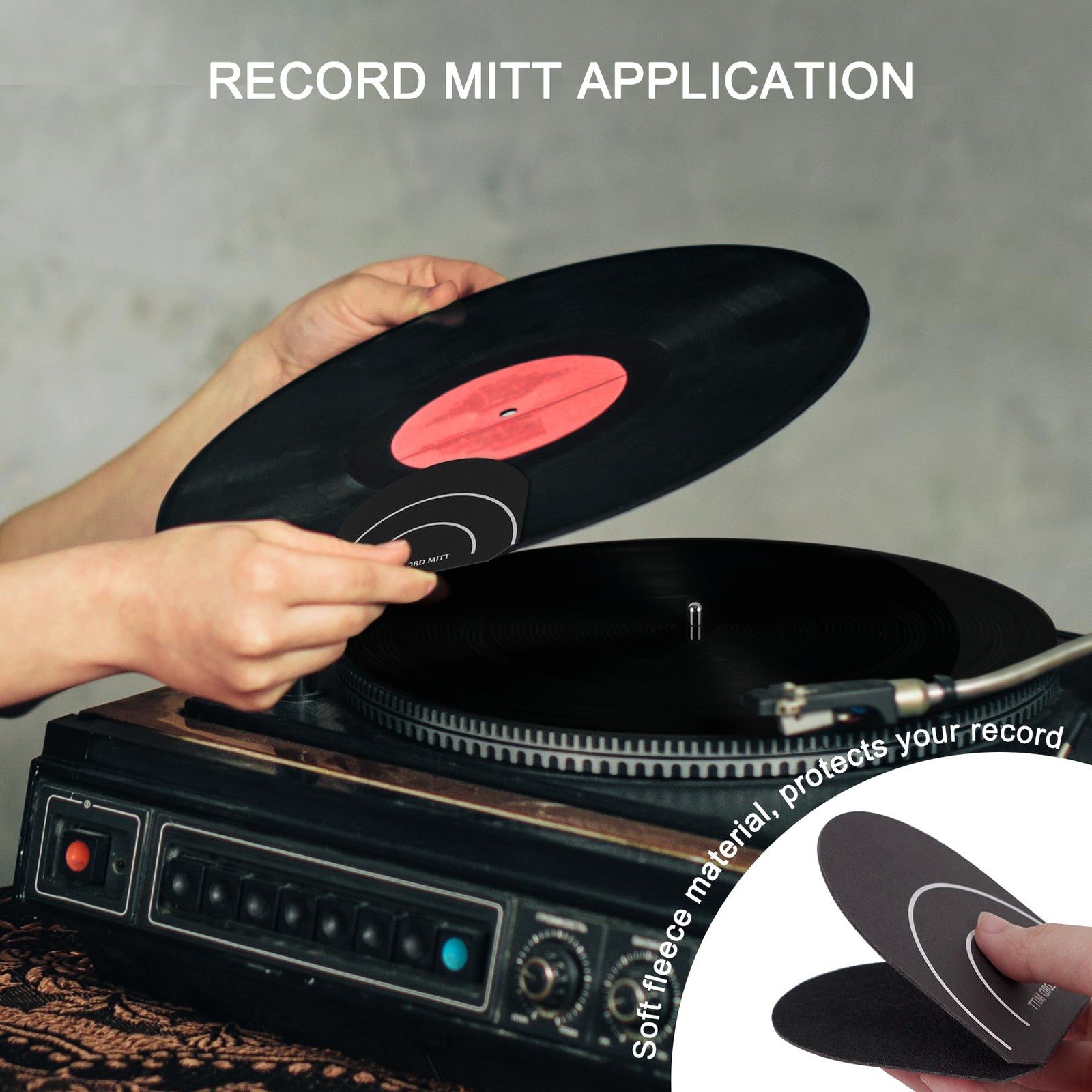 12 Inch 3mm Acrylic Anti-Static Turntable Platter Mat + Record Mitt Set – Vin…