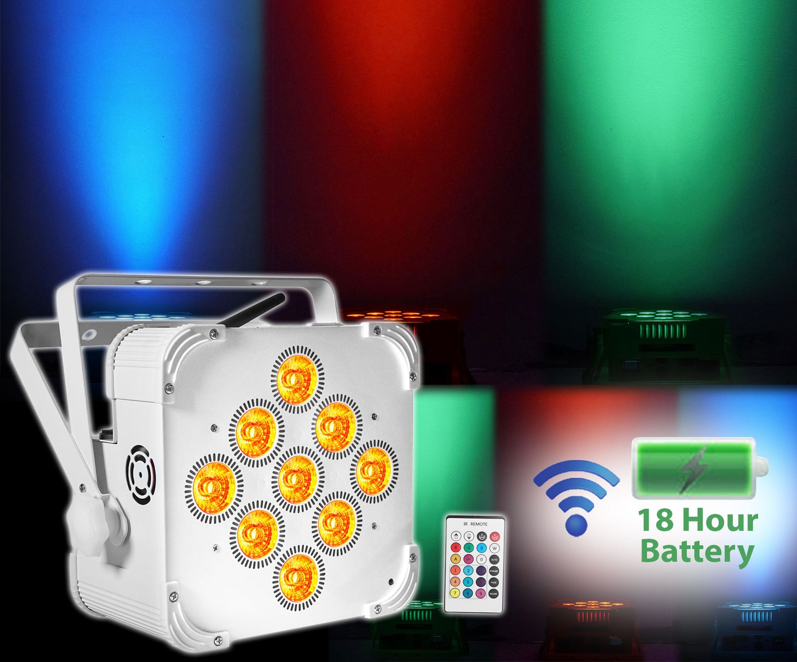10 Rockville BEST PAR 60 White Rechargeable Wash Up-Lights Wireless DMX+RGBWA+UV
