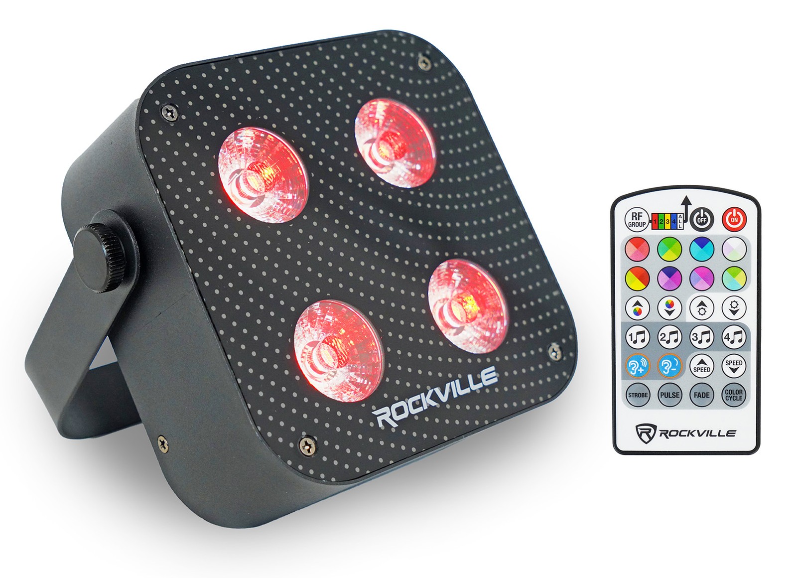 (12) Rockville MINI RF4 V2 Black DJ/Party Wash Lights+RF Remote+APP+Wireless DMX