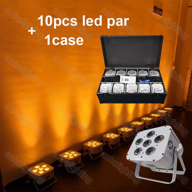10x 6*18W RGBWAUV 6in1 Wedding Dj Battery Wireless DMX WiFi Led Par Light W/case