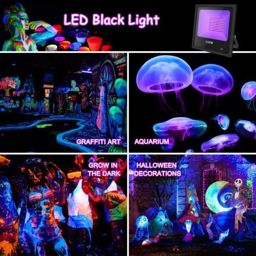 150W LED UV Black Light Glow Party DJ Club Stage Waterproof Floodlight+Free Tape