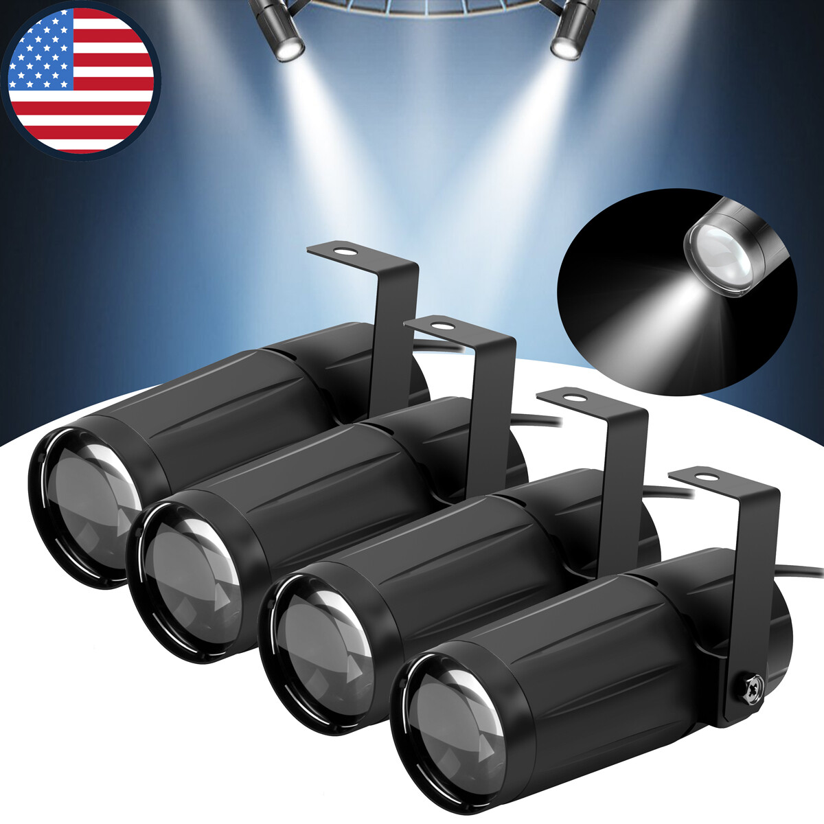 4Pcs UKING 15W LED Pinspot Light Beam Spotlight Stage KTV Disco Ball DJ Lights