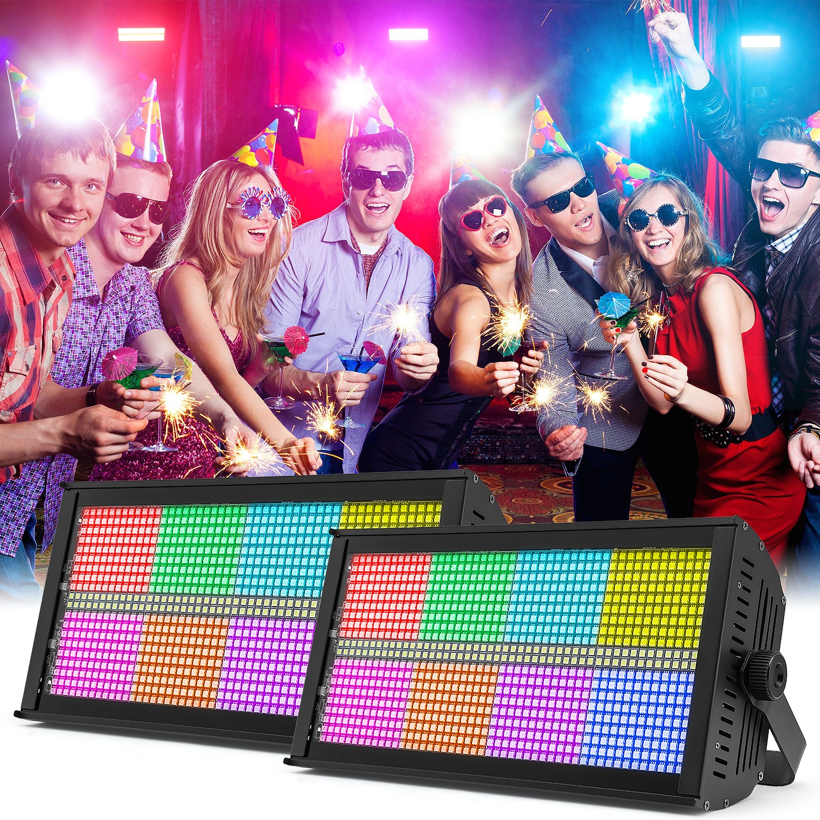 2PCS 200W Strobe Light Aluminum DMX 960LED RGBW Flash Wall Wash Stage Lighting