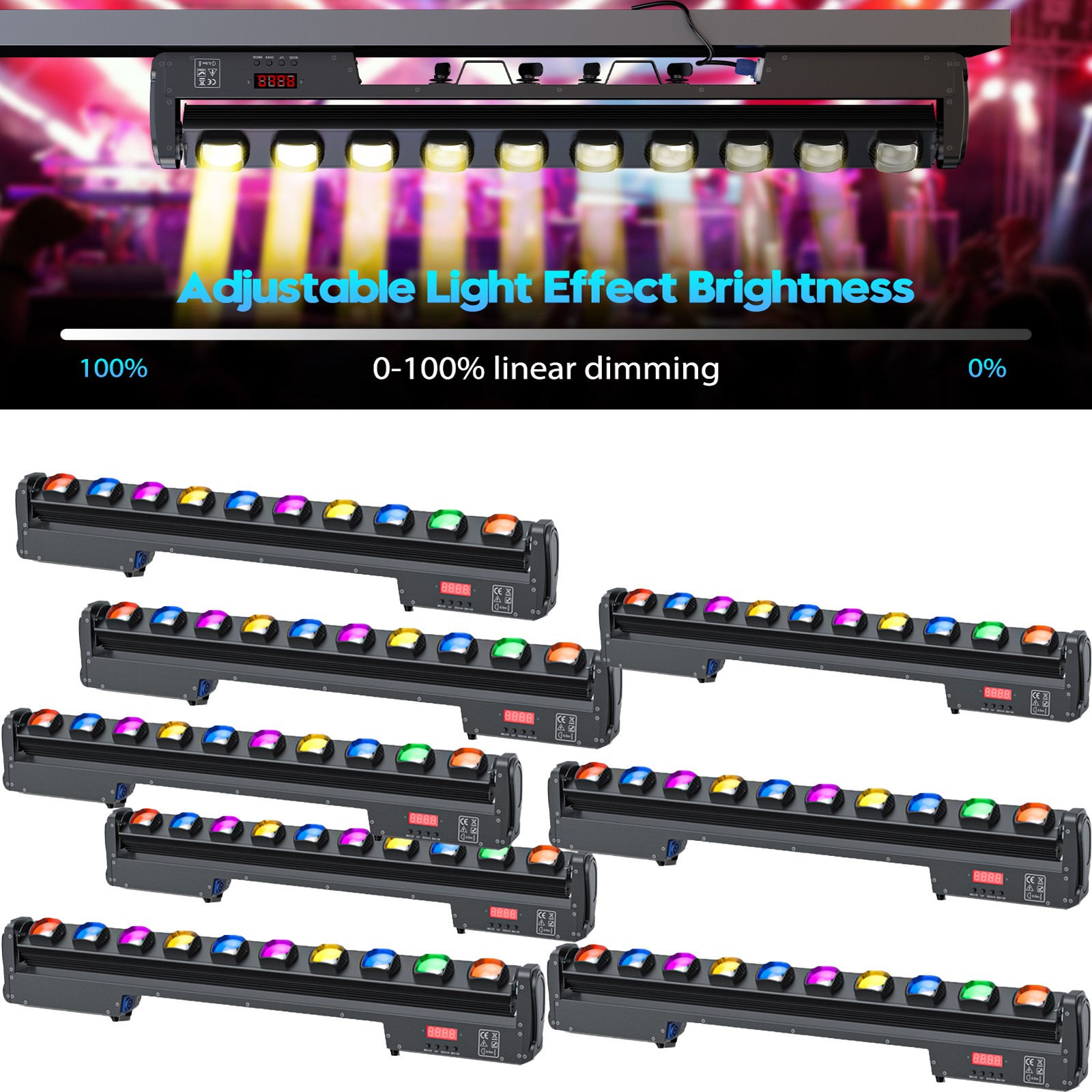 250W Moving Head Stage Beam Light 10 LED RGBW Bar Wall Wash DJ Disco Party Light