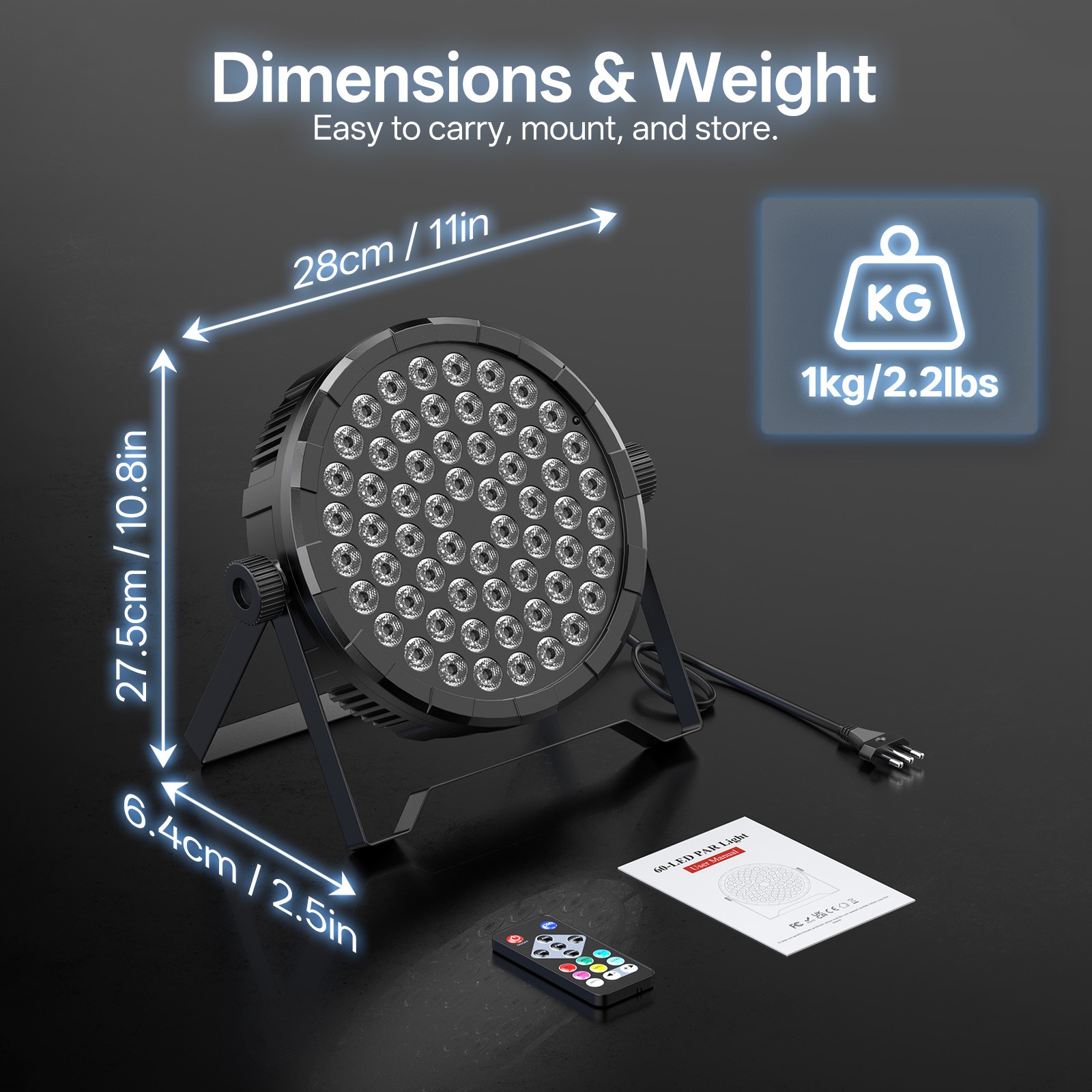 180W RGB PAR Stage Light 60 LED DMX512 Remote Sound Activated DJ Club Lighting
