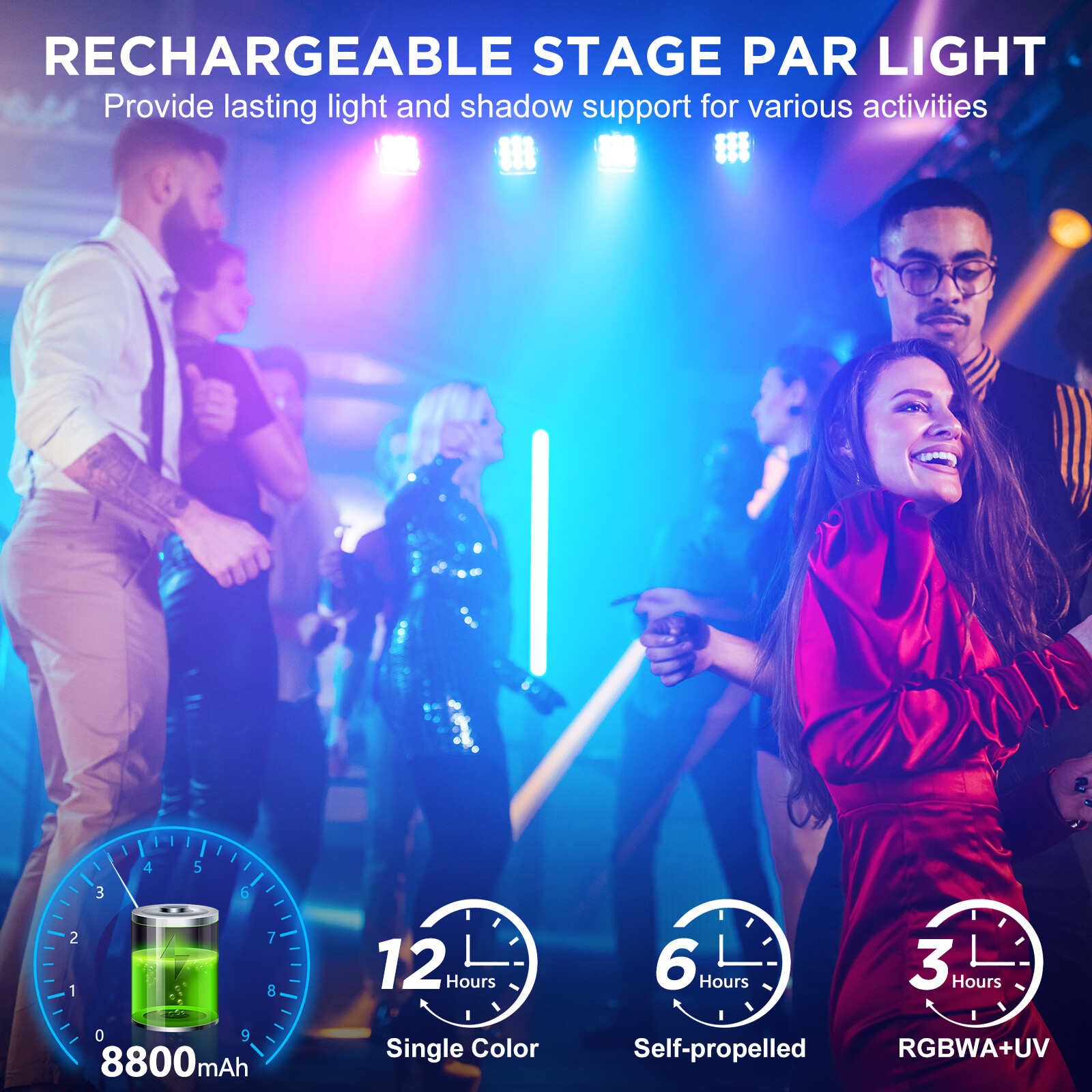 225W Professional Par Light Outdoor Stage Light IP65 Waterproof RGBWA UV Show