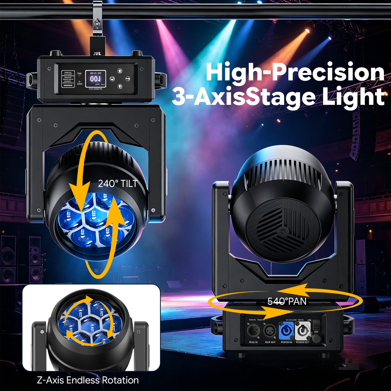 250W LED RGBW Bee Eye Beam+WASH Zoom Moving Head DJ Light DMX512 Stage Lighting