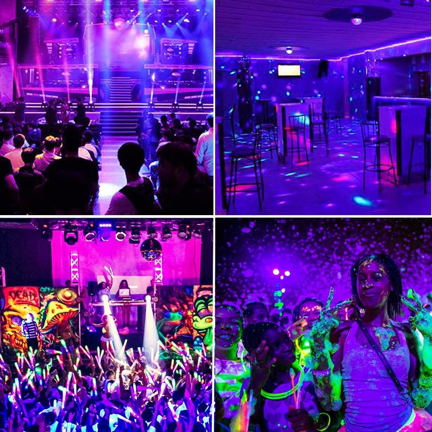 2Pcs UV Black Light 100W Bar UV LED Stage Blacklight Party DJ Club for Halloween