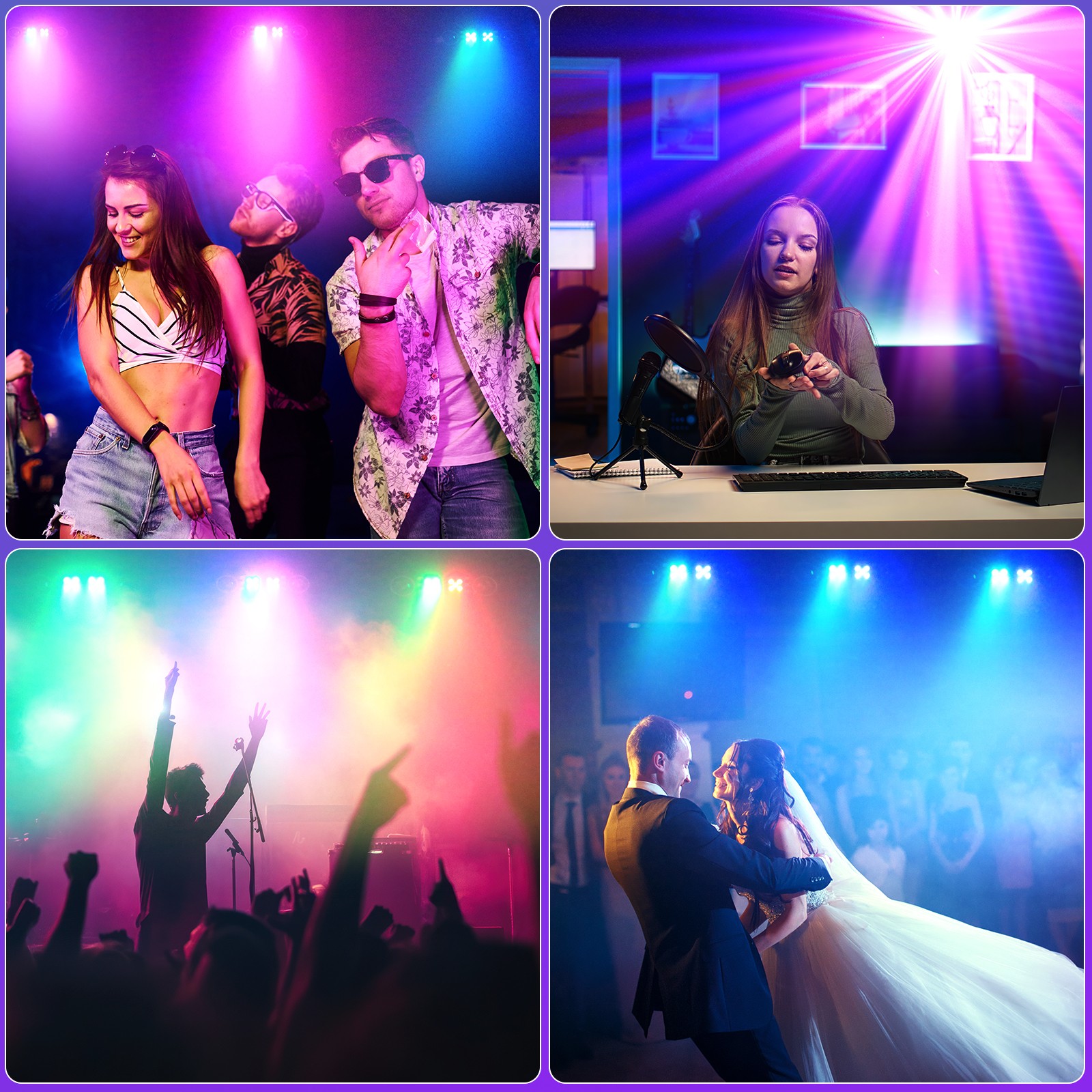 4PCS RGBW UV DJ Lights with Stand &Bag, Telbum Party Mobile Laser Stage Lights