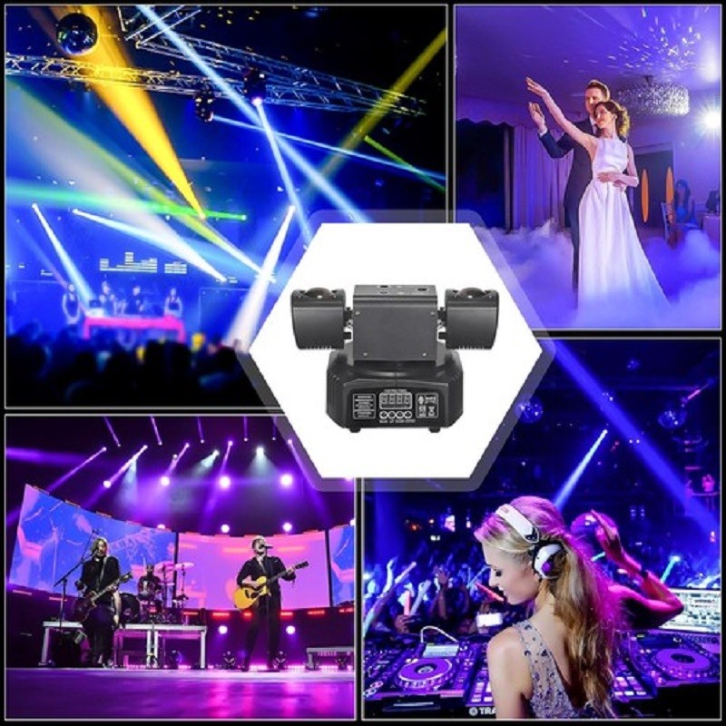 RGBW Moving Head Light DJ Disco Stage DMX Sound Activated 2-Arms Lamp🎶 Double t