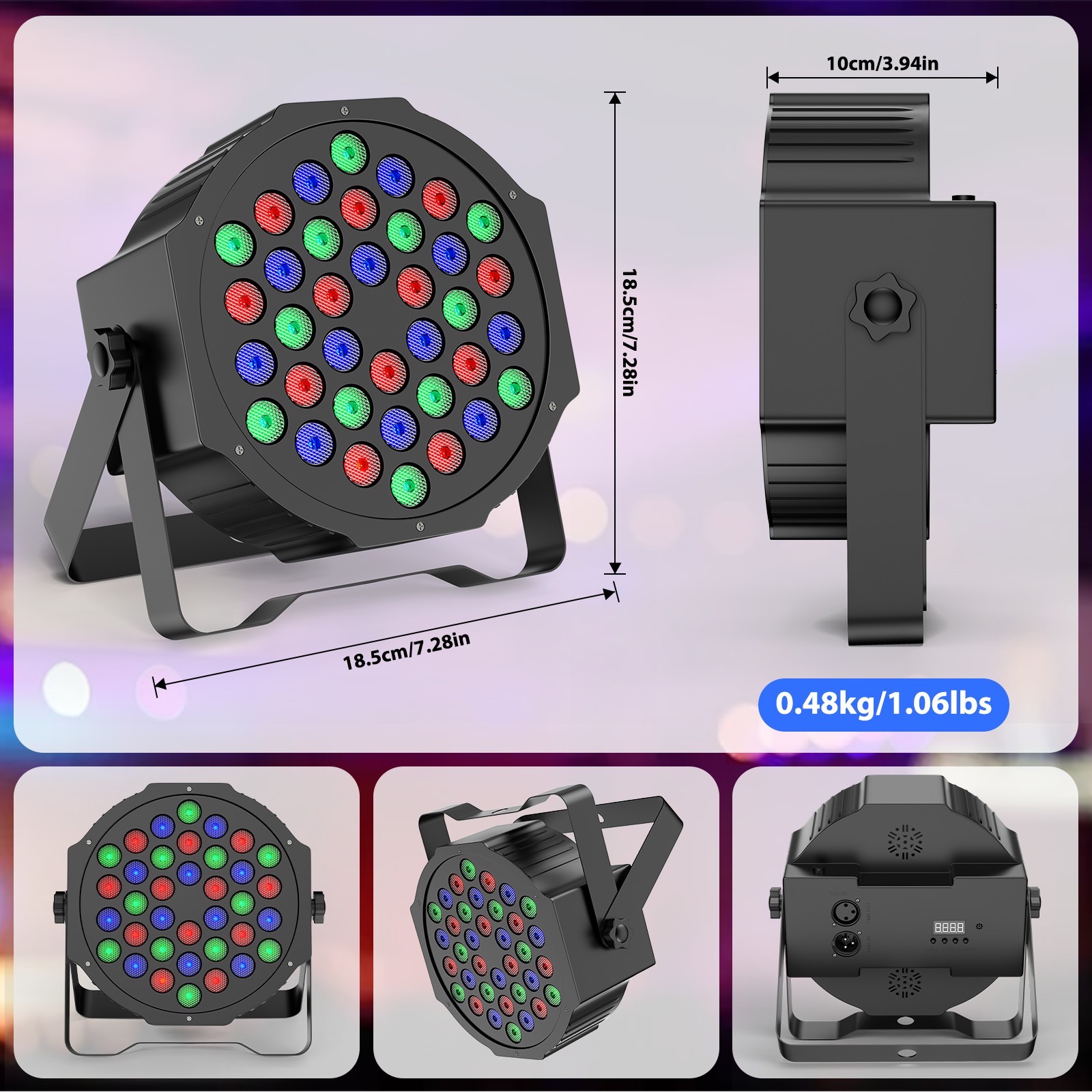 8Pack 36LED RGB Stage Lighting PAR Light DMX Beam Party DJ Disco Lights w/Remote