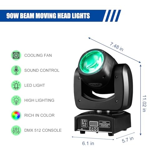 LED Moving Head DJ Lights Mini Beam Stage Lights Super Bright Spot RGBW 1 90W