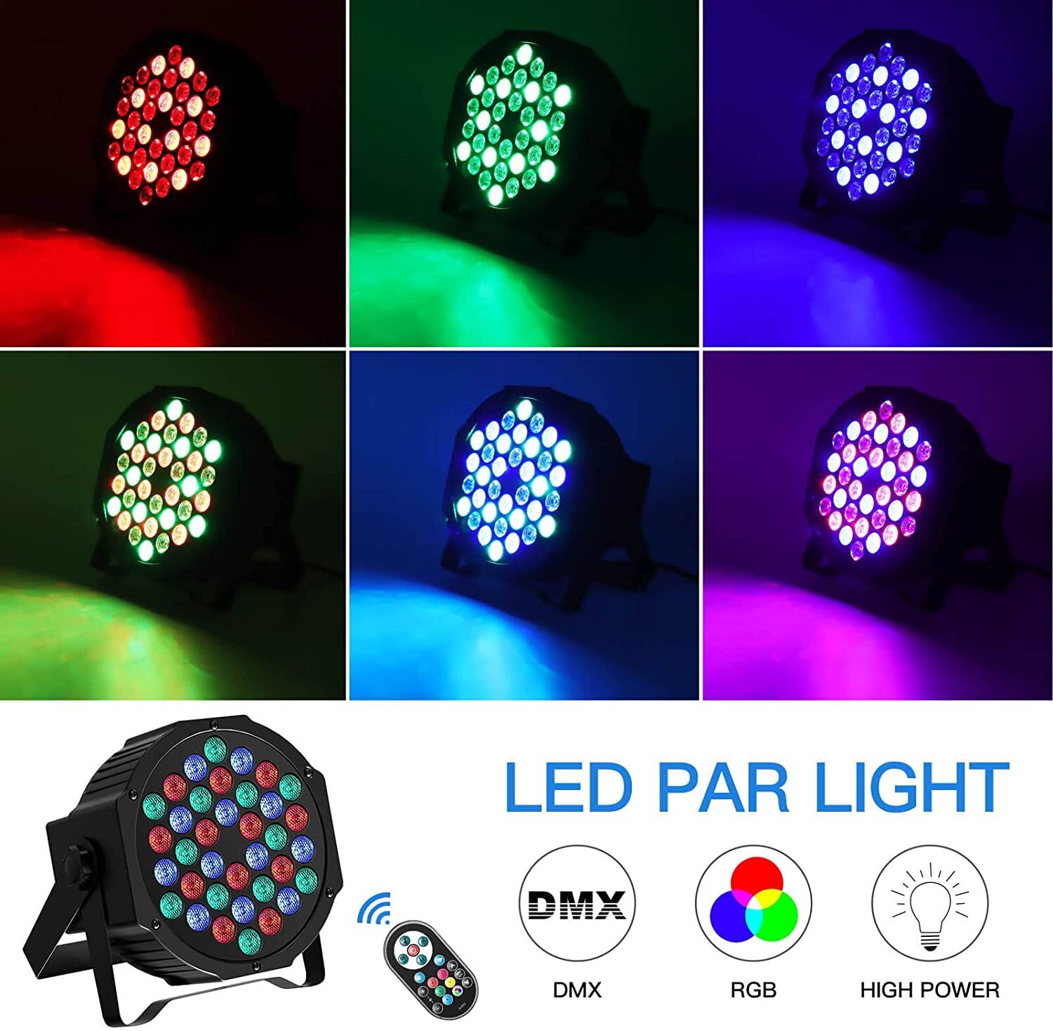 1-10Pcs 36LED RGB Par Light DMX Remote DJ Party Show Stage Lights W/Tripod Stand