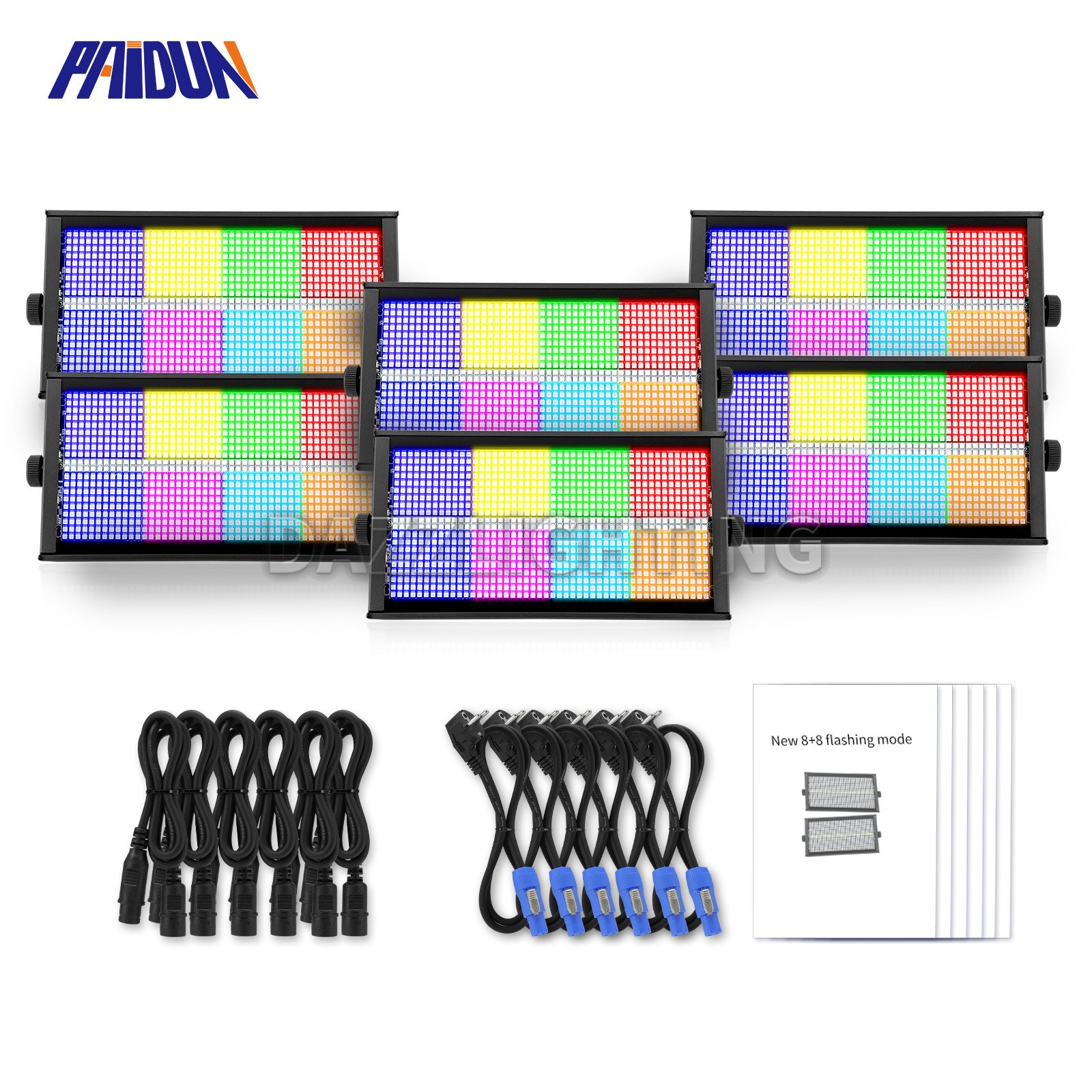PAIDUN 1000W LED RGBW 8+8 960LED Beam Strobe Wall Wash Stage Light Party Show DJ