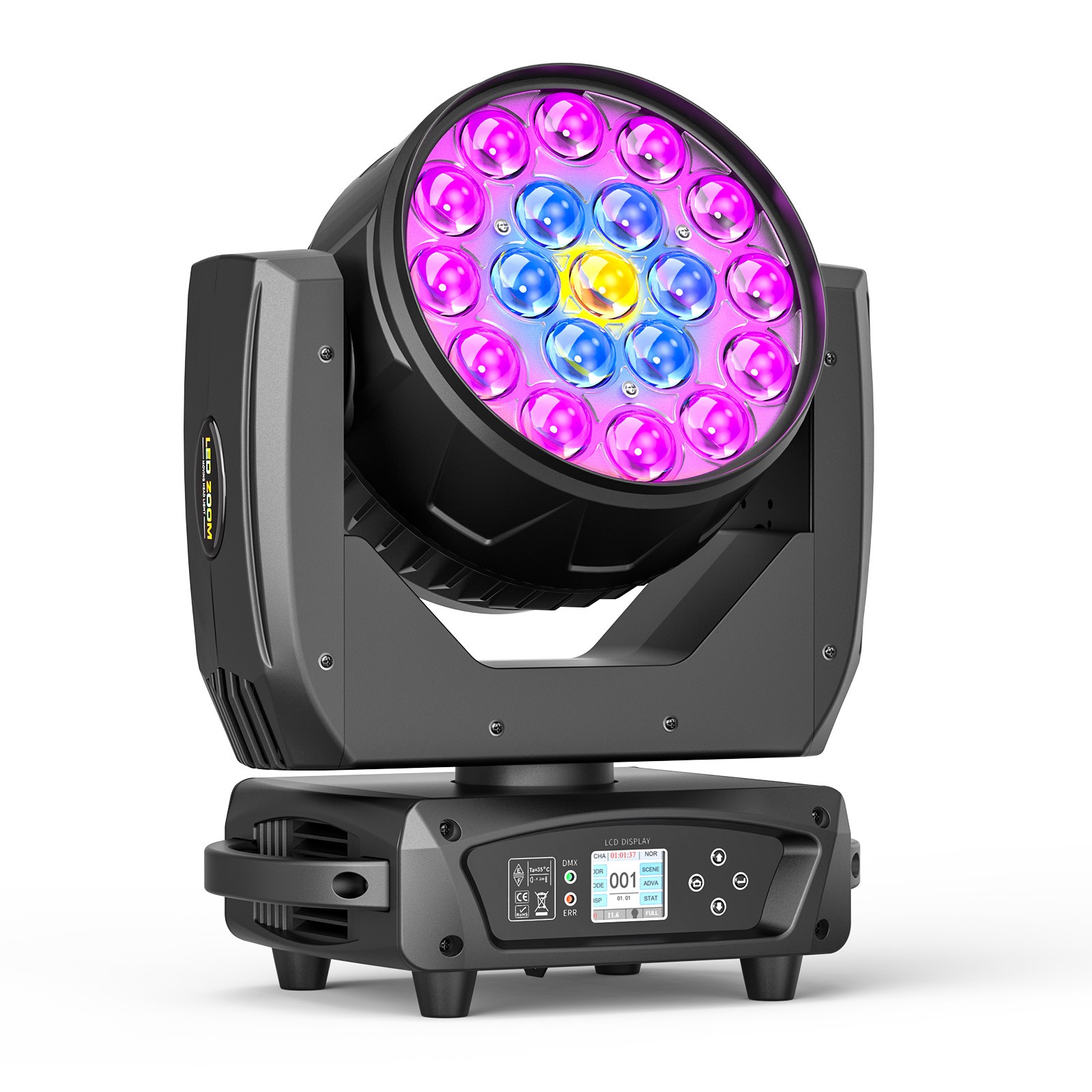 19x20W RGBW Zoom Moving Head Stage Lighting LED Beam Wash DMX Disco DJ Lights
