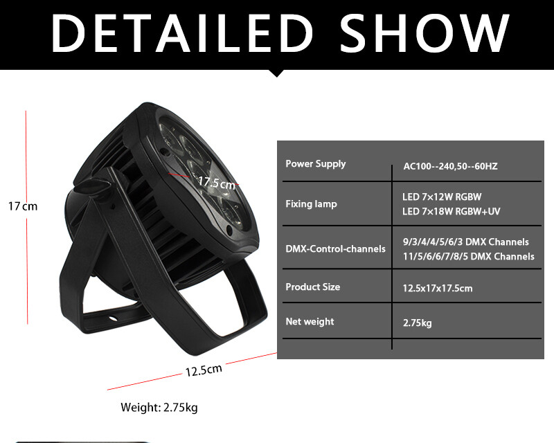 8PCS SHEHDS IP65 Outdoor Waterproof 7x18w LED Par Stage Lighting RGBWA UV
